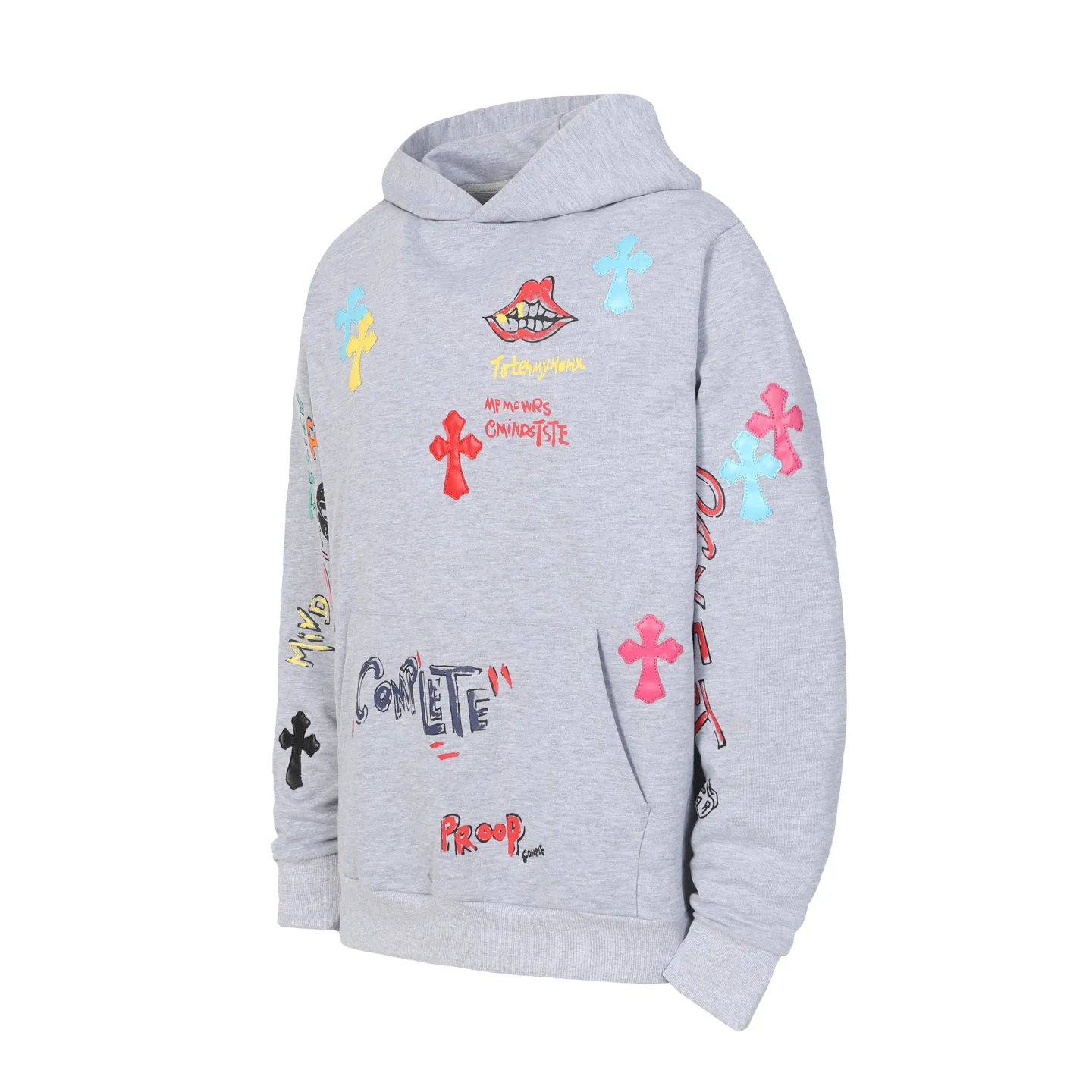 Graffiti Print Cross Patch Hoodie D16013872 — view 10