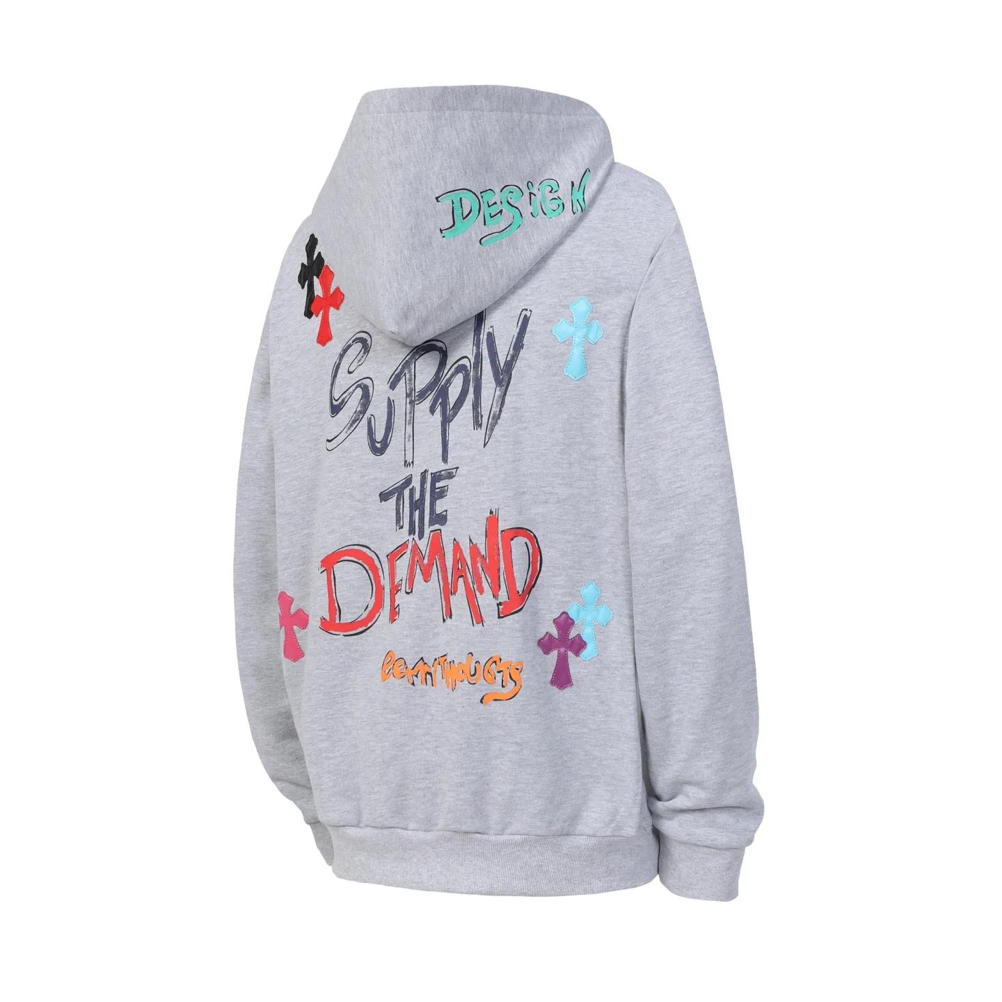 Graffiti Print Cross Patch Hoodie D16013872 — view 11