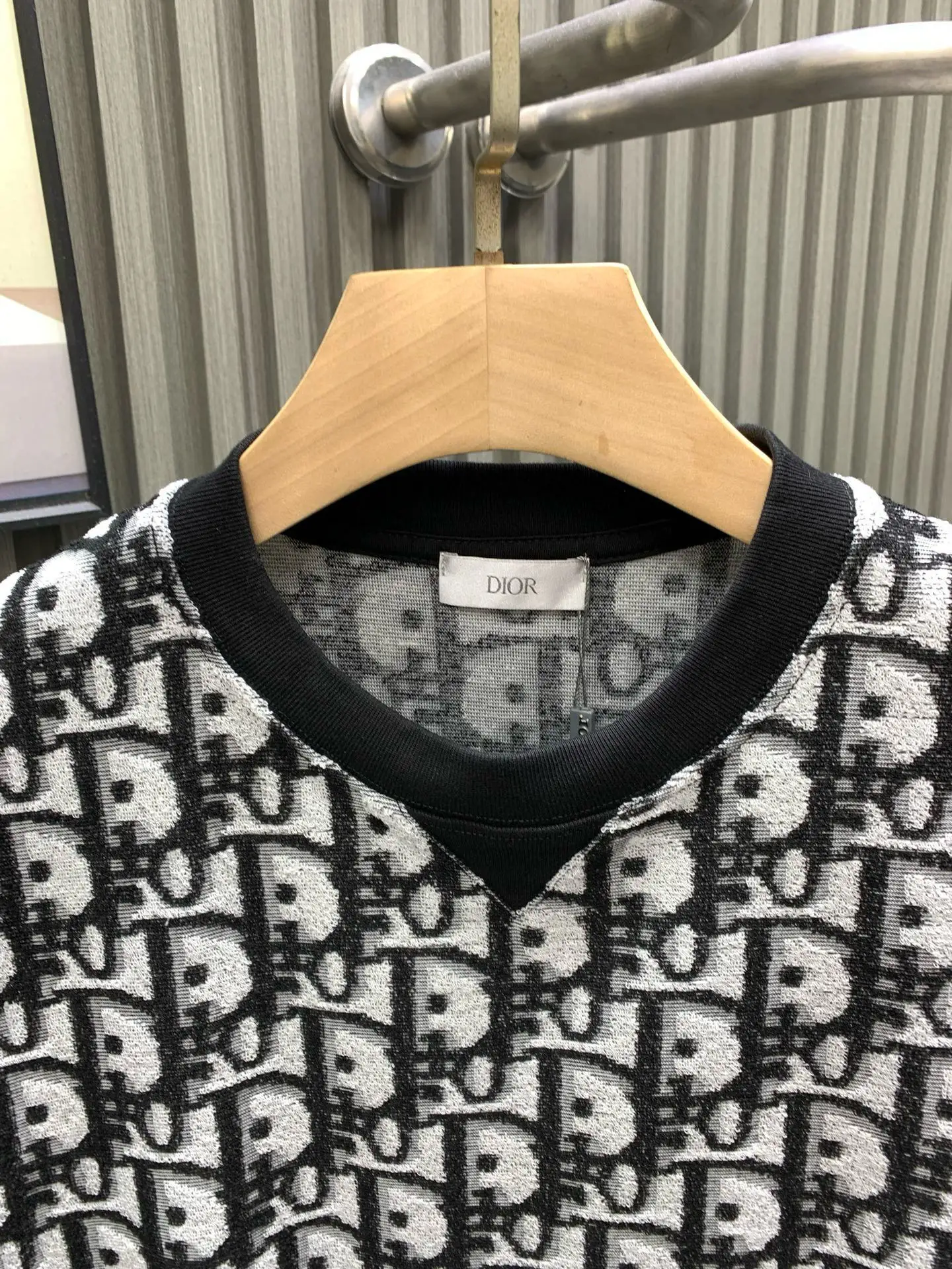 Oblique Jacquard Terry Cotton T-Shirt D16014523 — view 3