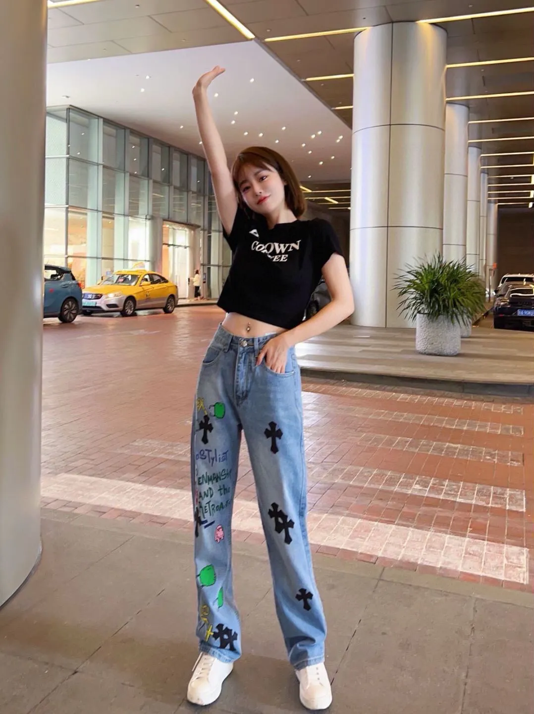 Chrome Hearts Leather Patch Graphic Jeans D16519759 — view 2