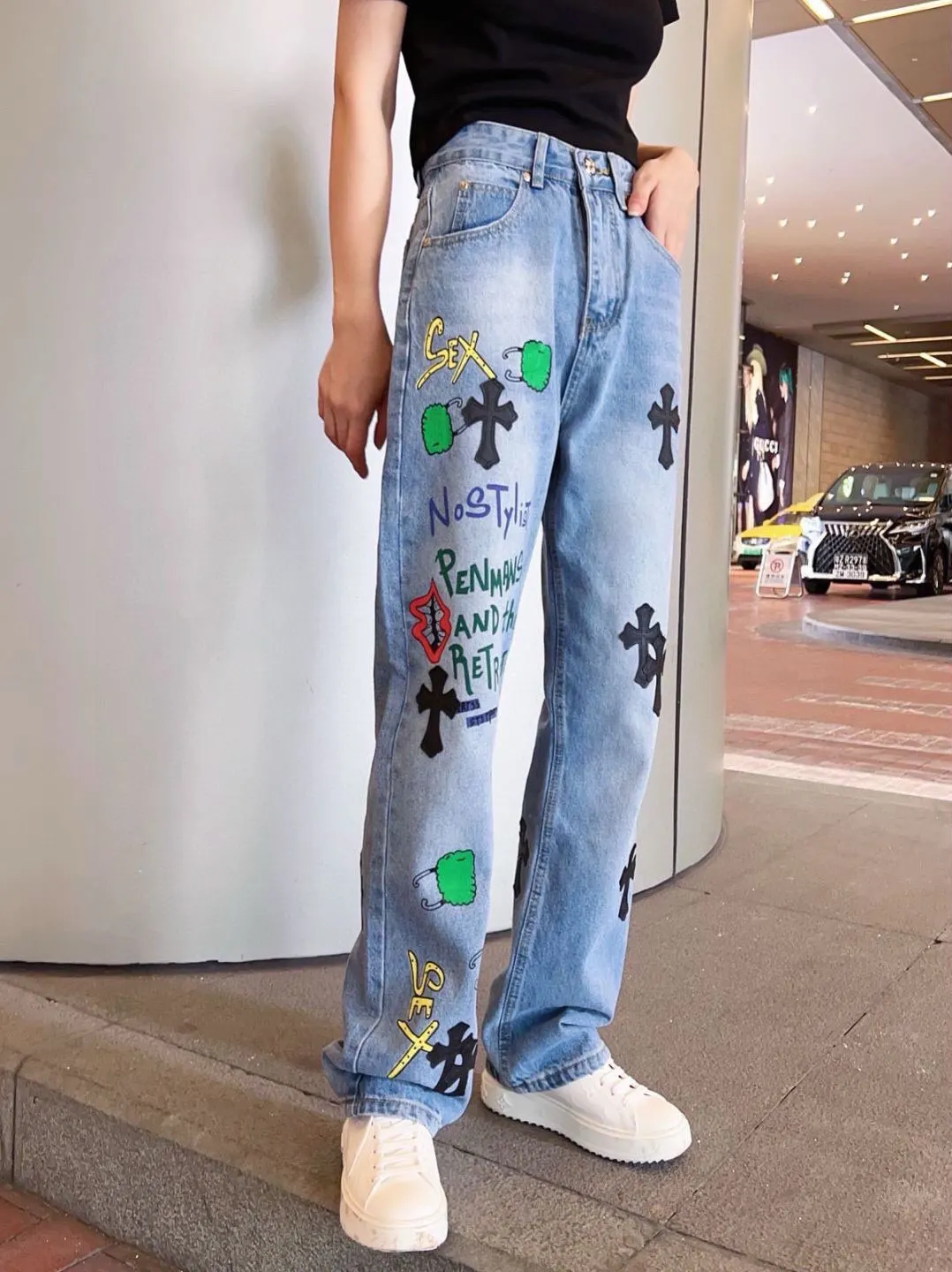 Chrome Hearts Leather Patch Graphic Jeans D16519759 — view 4