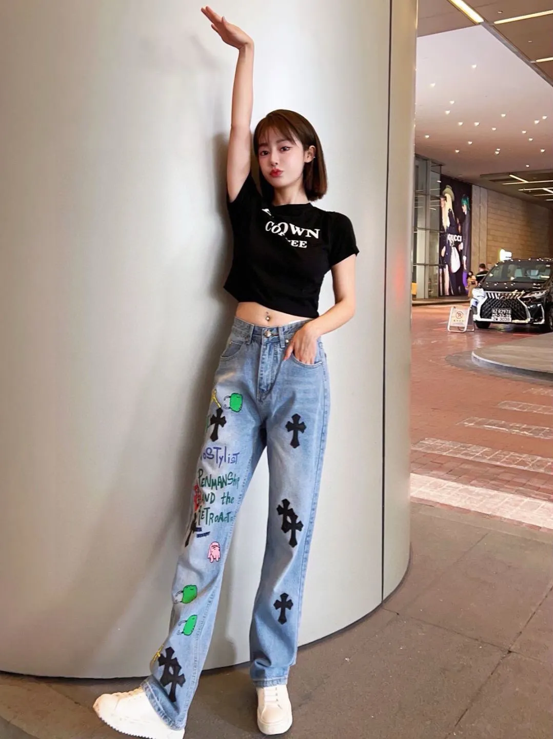 Chrome Hearts Leather Patch Graphic Jeans D16519759 — view 6