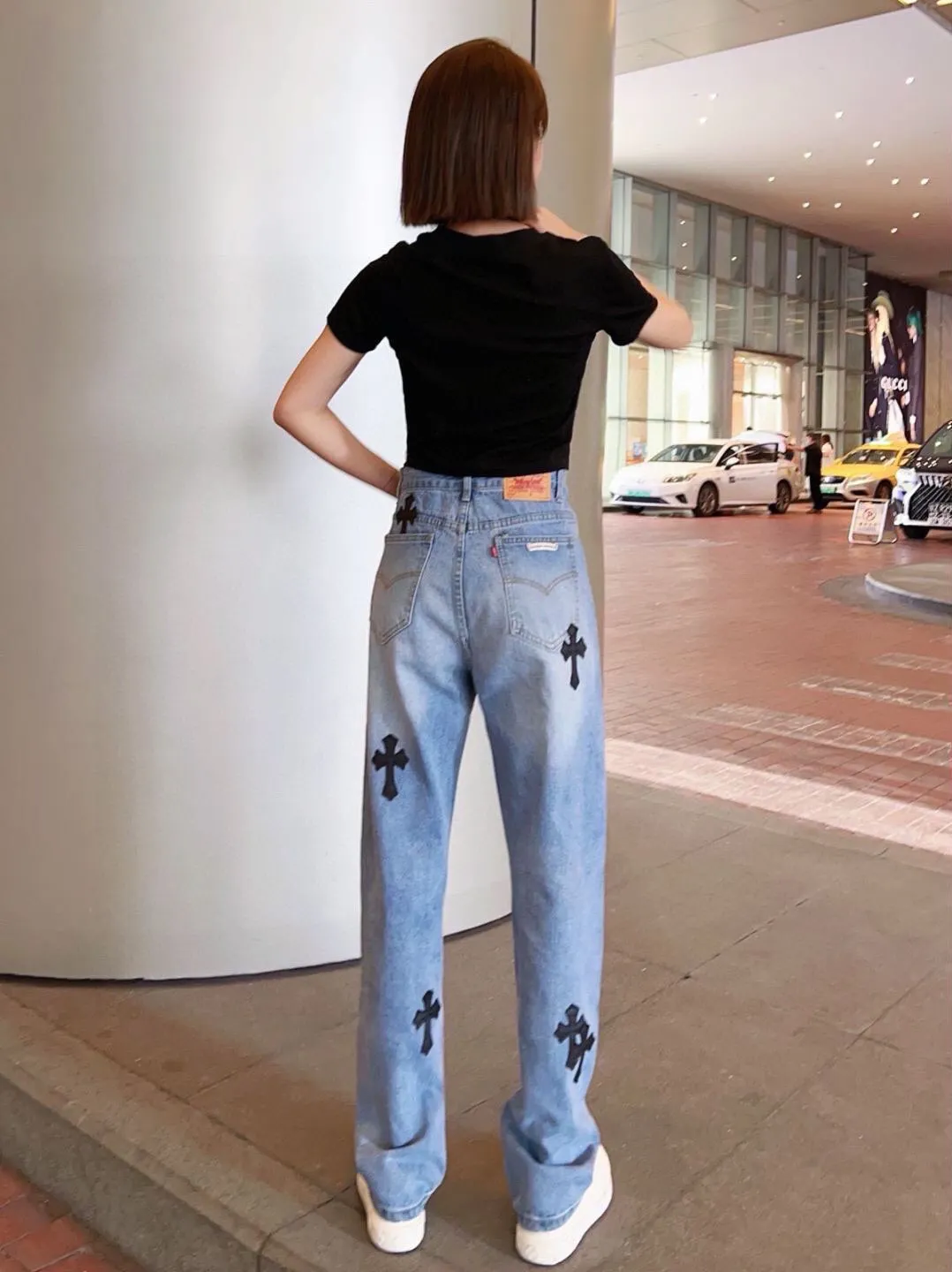 Chrome Hearts Leather Patch Graphic Jeans D16519759 — view 8