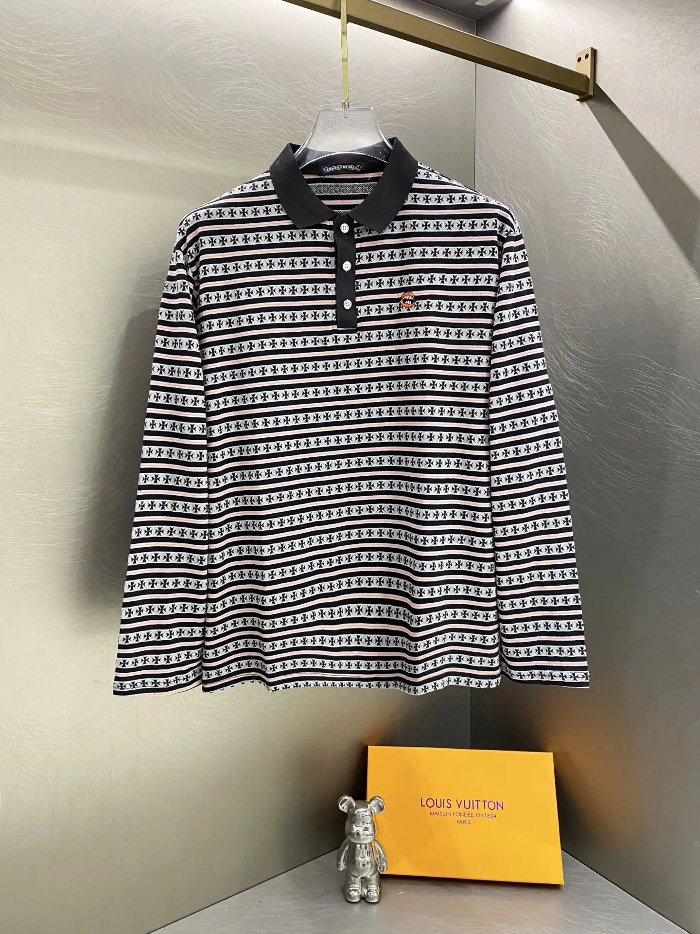 Chrome Hearts Striped Long-Sleeve Polo Shirt D16519621