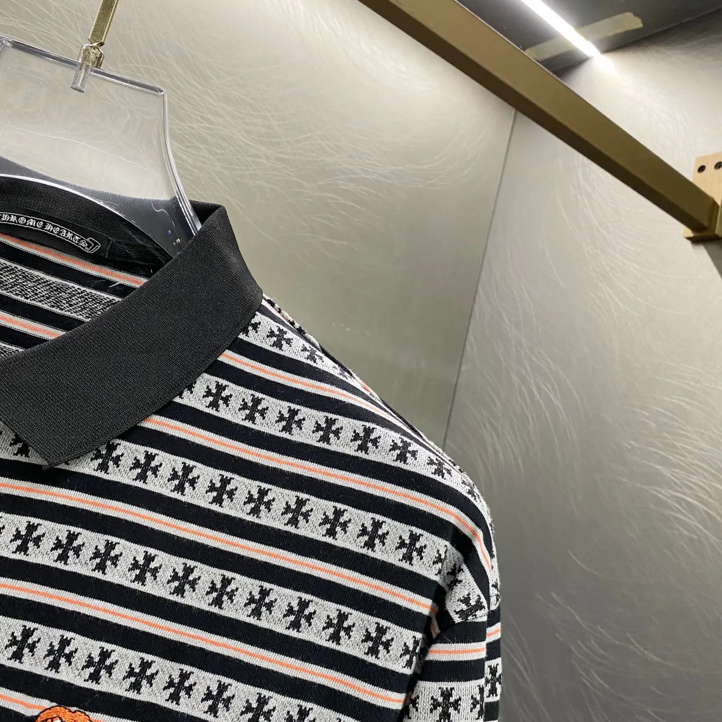 Chrome Hearts Striped Long-Sleeve Polo Shirt D16519621 — view 5