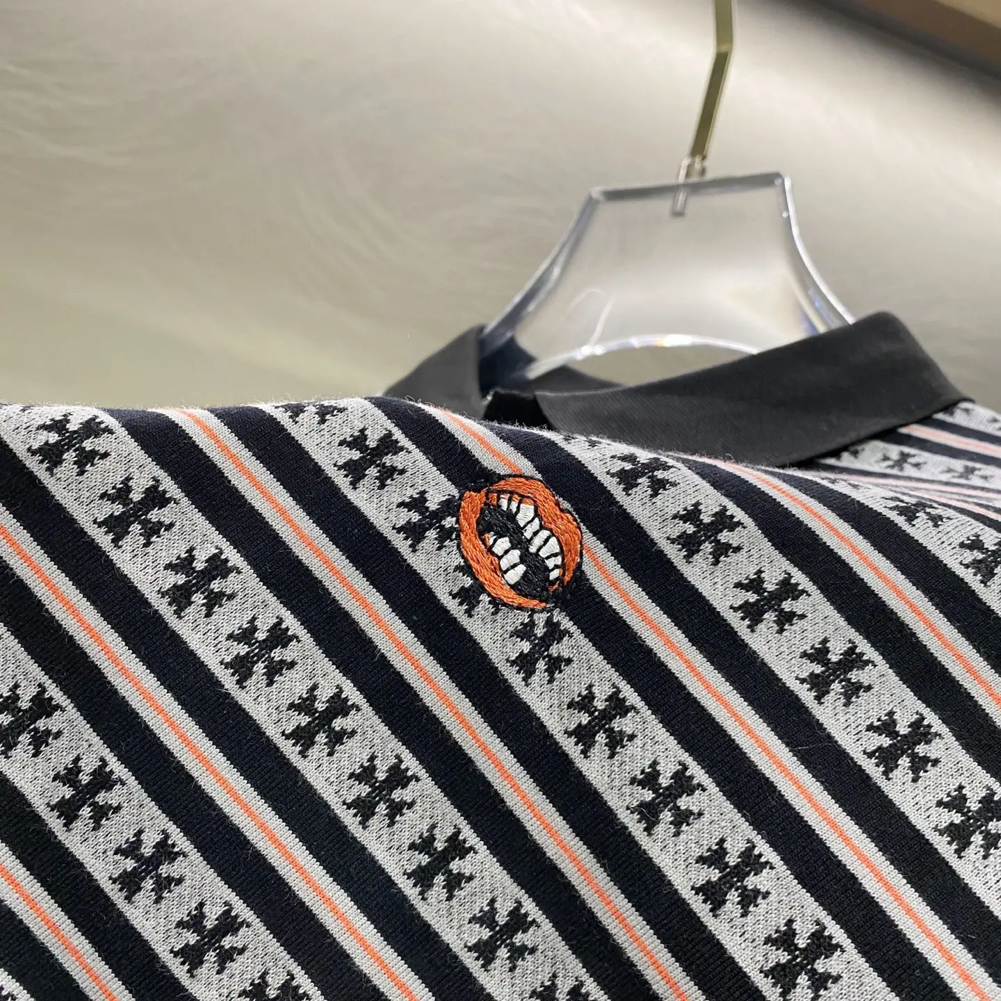 Chrome Hearts Striped Long-Sleeve Polo Shirt D16519621 — view 6