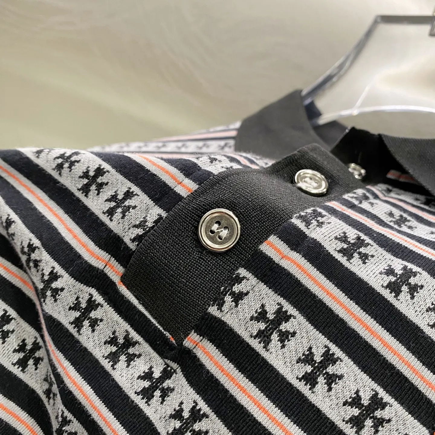 Chrome Hearts Striped Long-Sleeve Polo Shirt D16519621 — view 7