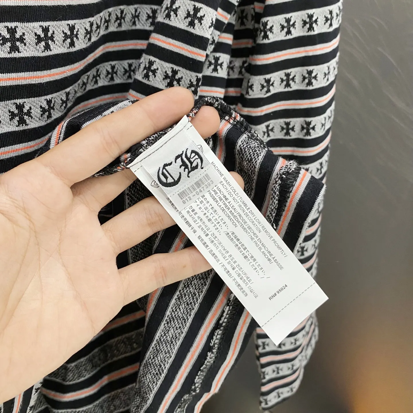 Chrome Hearts Striped Long-Sleeve Polo Shirt D16519621 — view 10