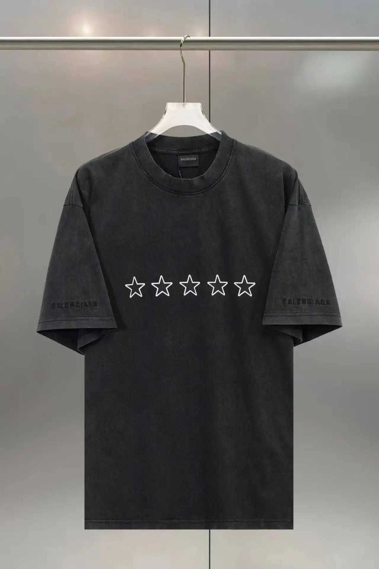 Star Print Washed Cotton T-Shirt D16513106