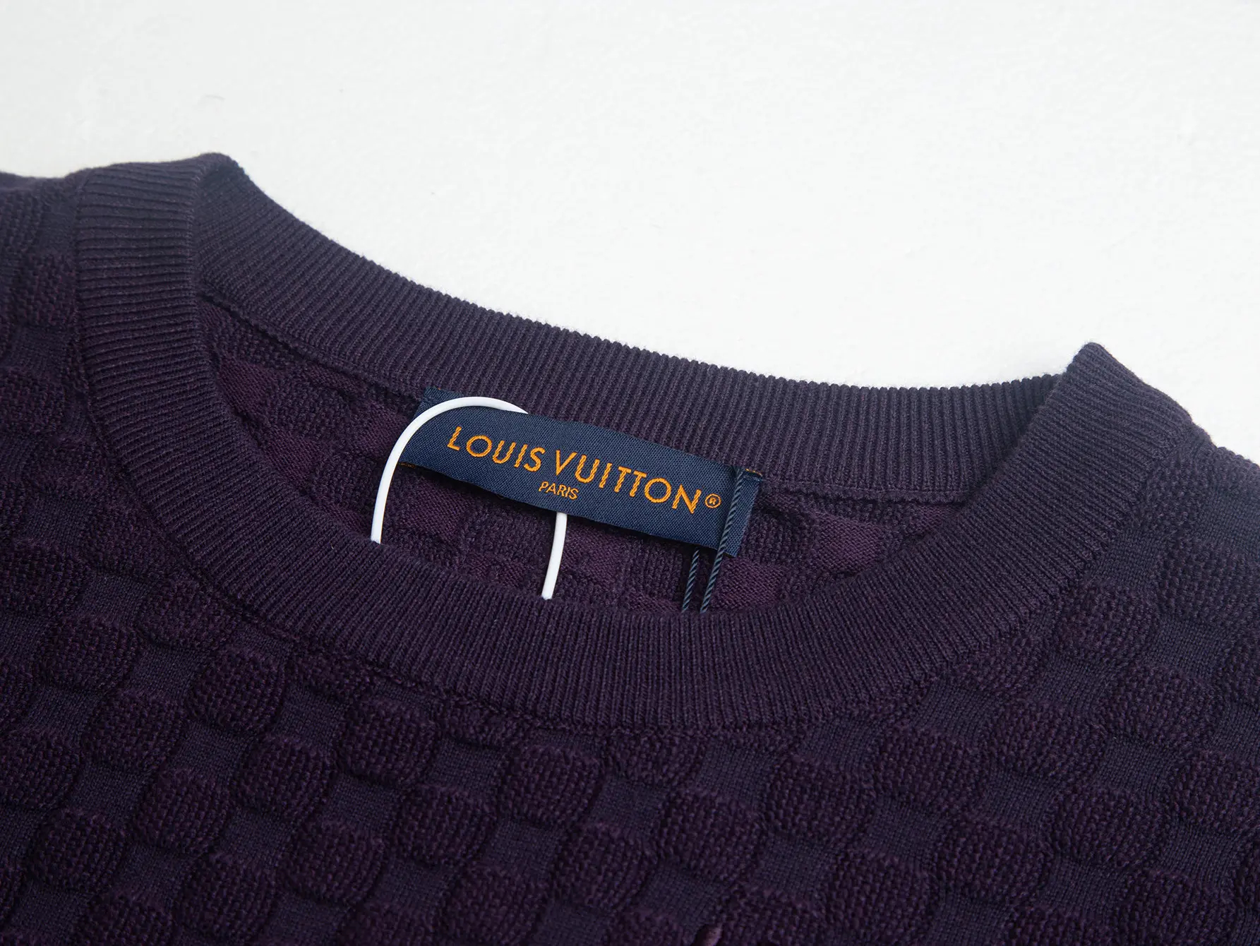 Damier Embroidered Wool-Blend Knit T-Shirt D16516195 — view 7
