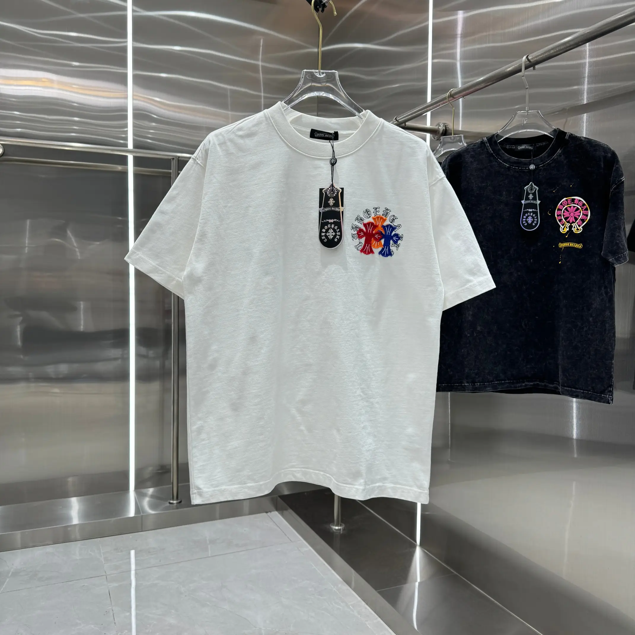 Embroidered Acid-Wash Cotton T-Shirt D17014224
