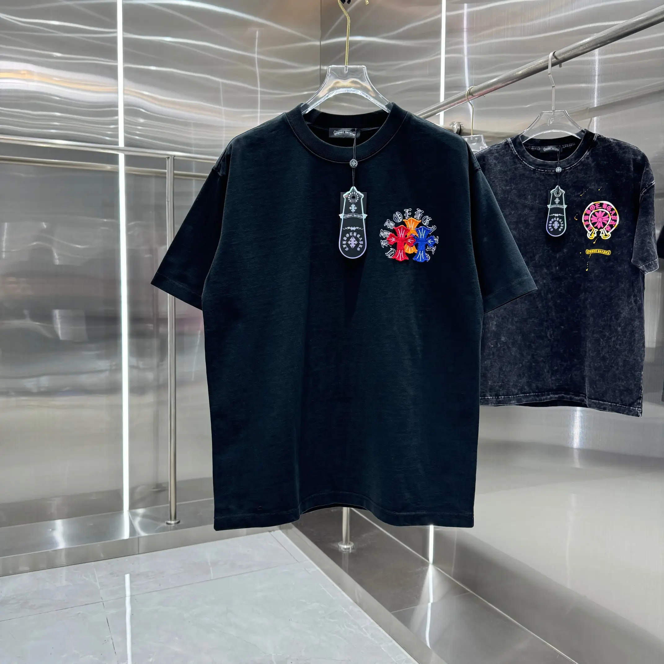 Embroidered Patchwork Cotton T-Shirt D17014225