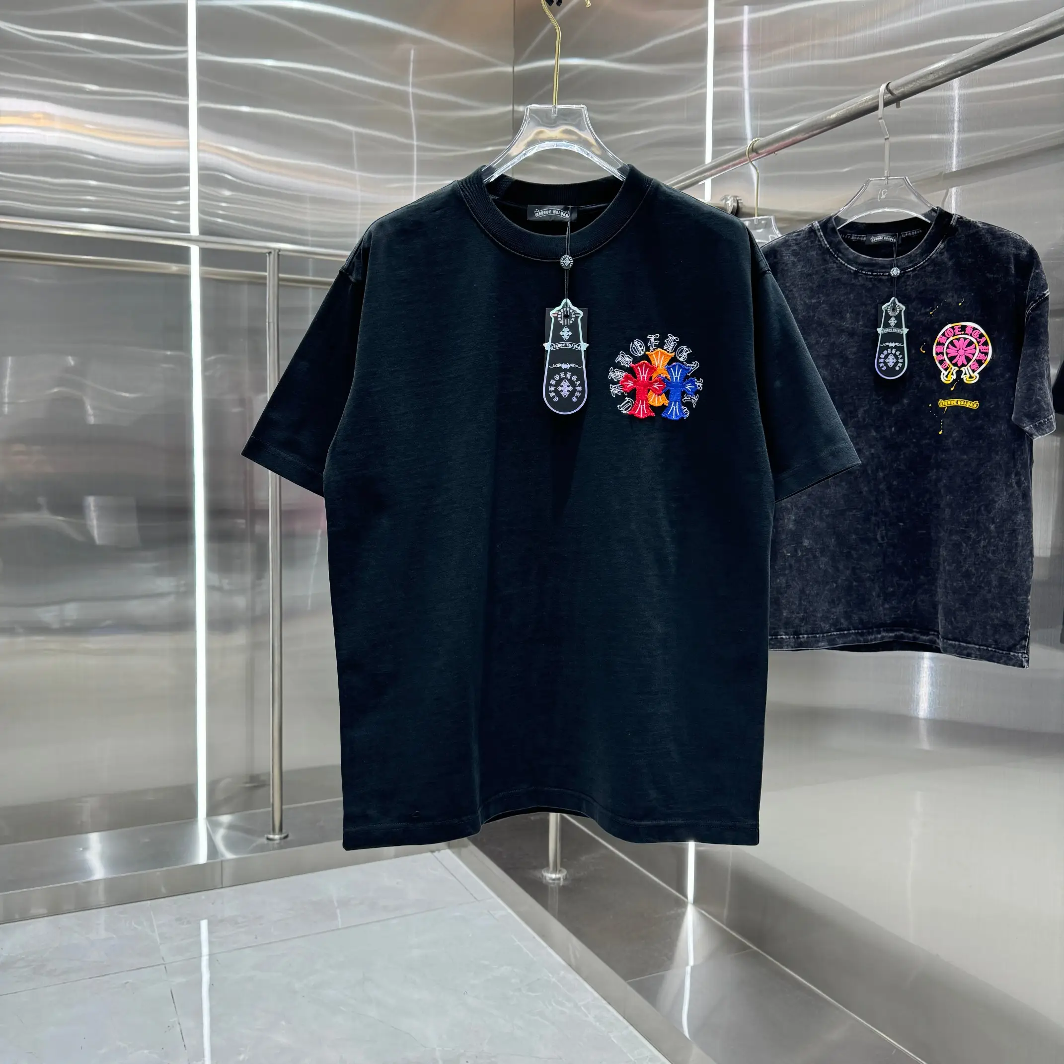 Embroidered Patchwork Cotton T-Shirt D17014225