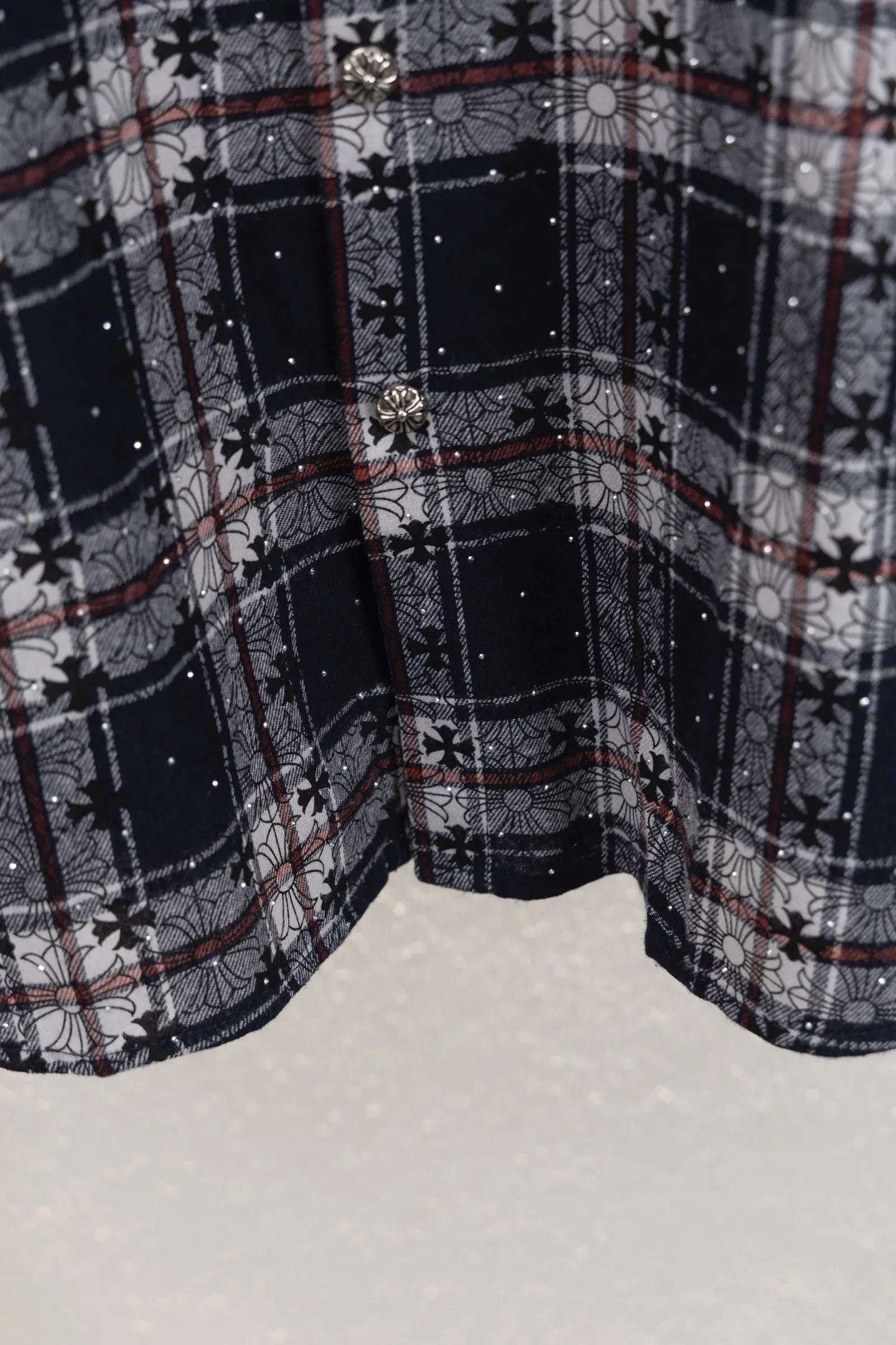 Leather Cross Patch Plaid Flannel Shirt D17012651 — view 6