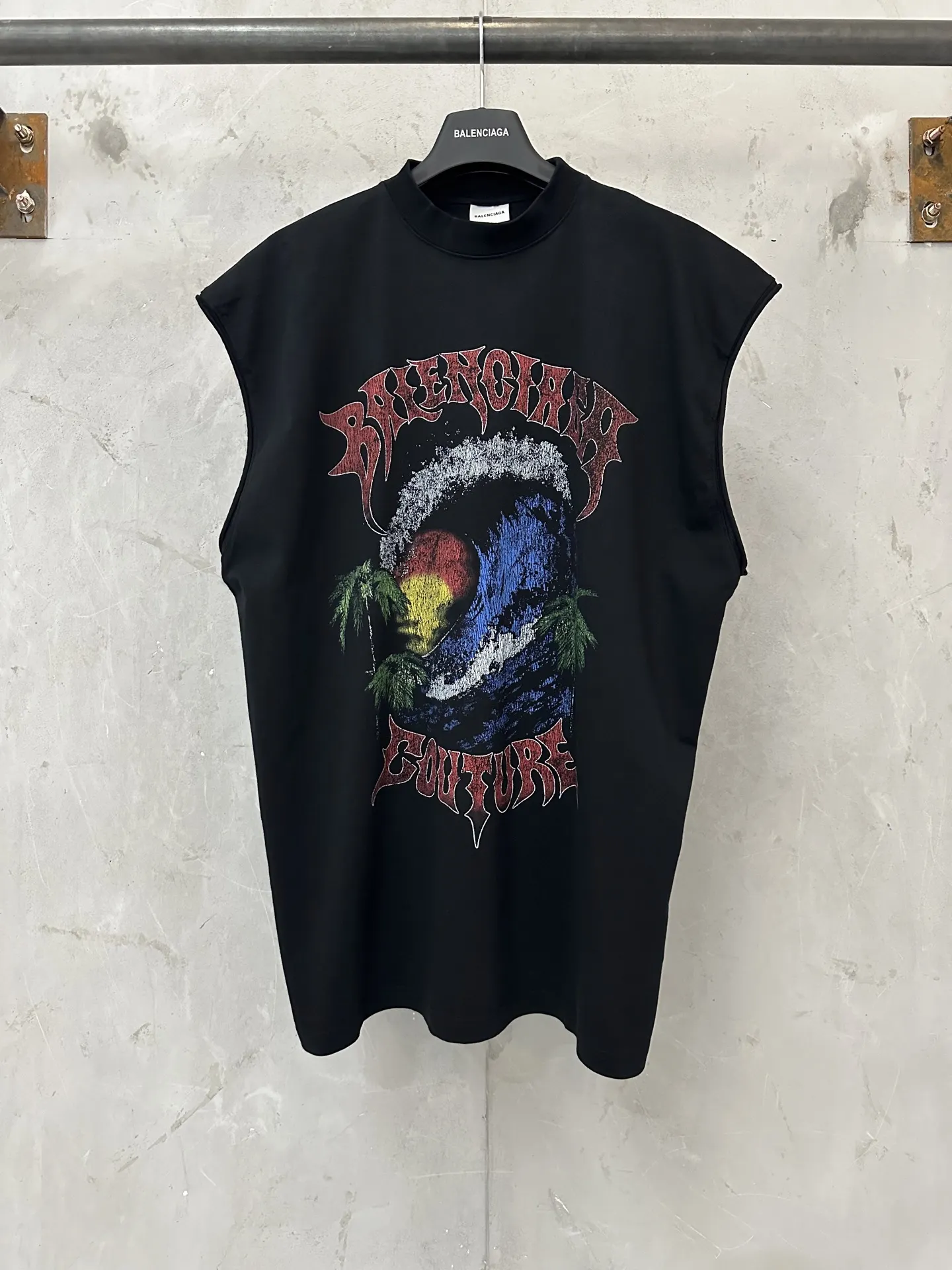 Balenciaga Couture Wave Print Sleeveless T-Shirt D17011951