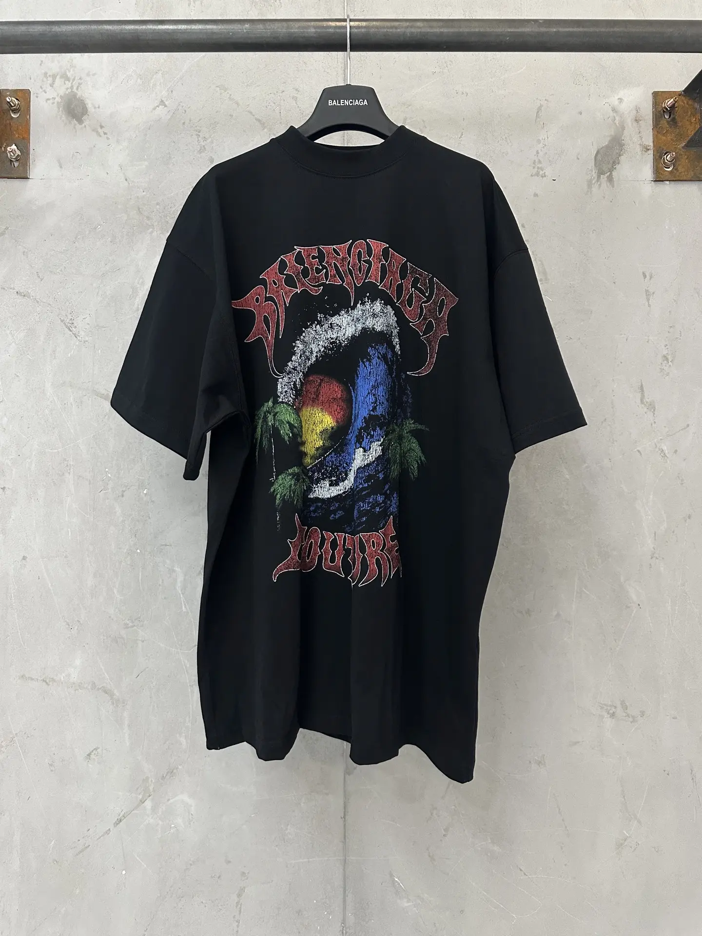 Palm Wave Graphic Oversized T-Shirt D17011964