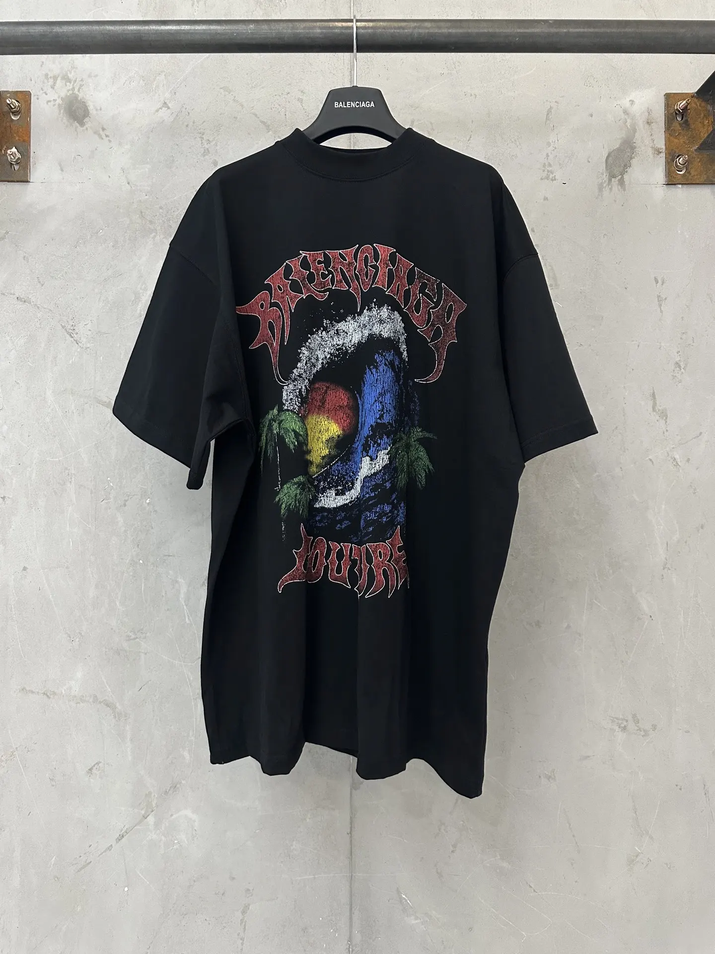 Palm Wave Graphic Oversized T-Shirt D17011964