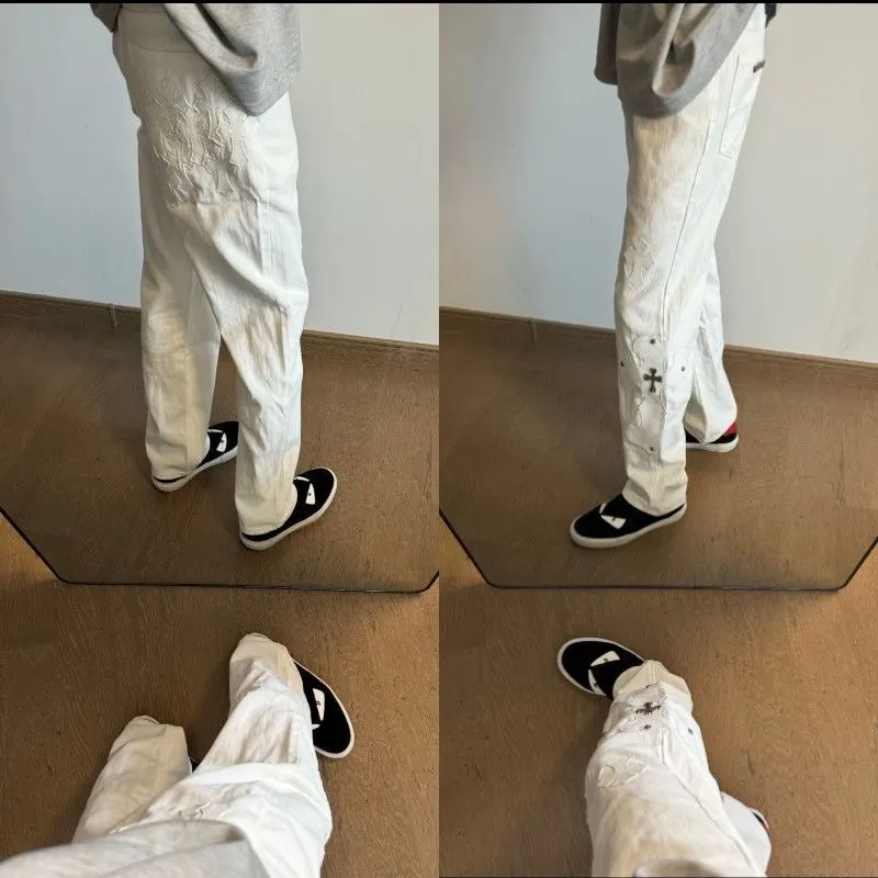 Chrome Hearts Cross Patch Straight-Leg Jeans D17019615 — view 13