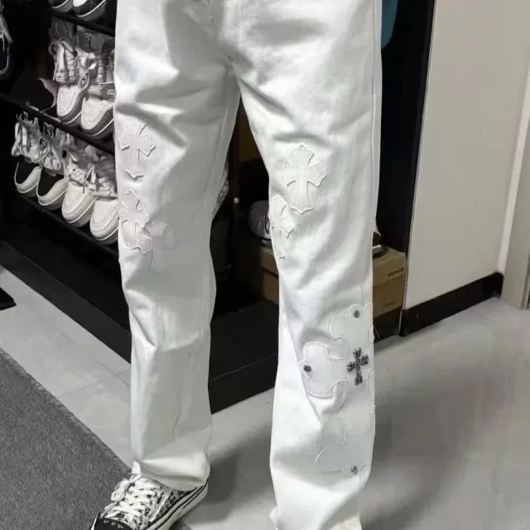 Chrome Hearts Cross Patch Straight-Leg Jeans D17019615 — view 14