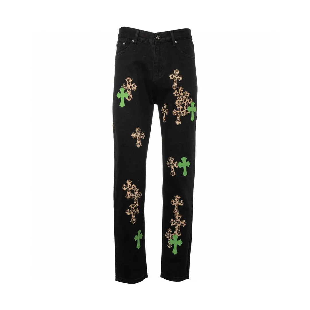 Chrome Hearts Cross Patch Leopard Print Jeans D17019758