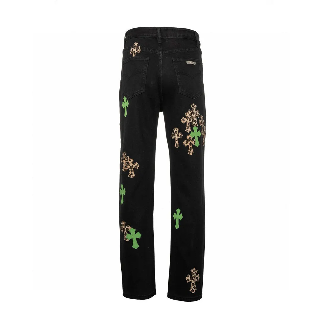 Chrome Hearts Cross Patch Leopard Print Jeans D17019758 — view 2