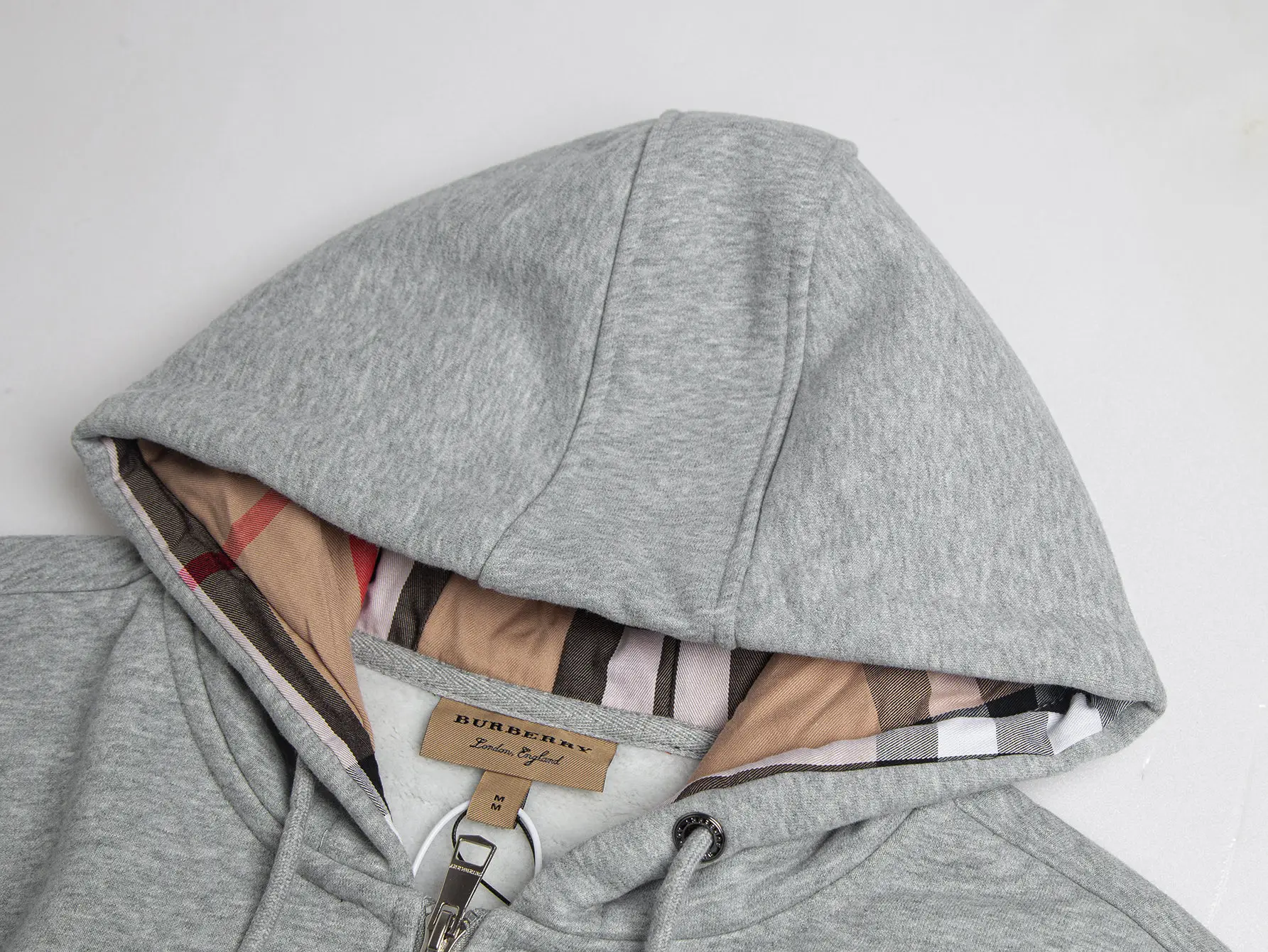 Check-Lined Embroidered Cotton-Blend Zip-Up Hoodie D17016448 — view 4