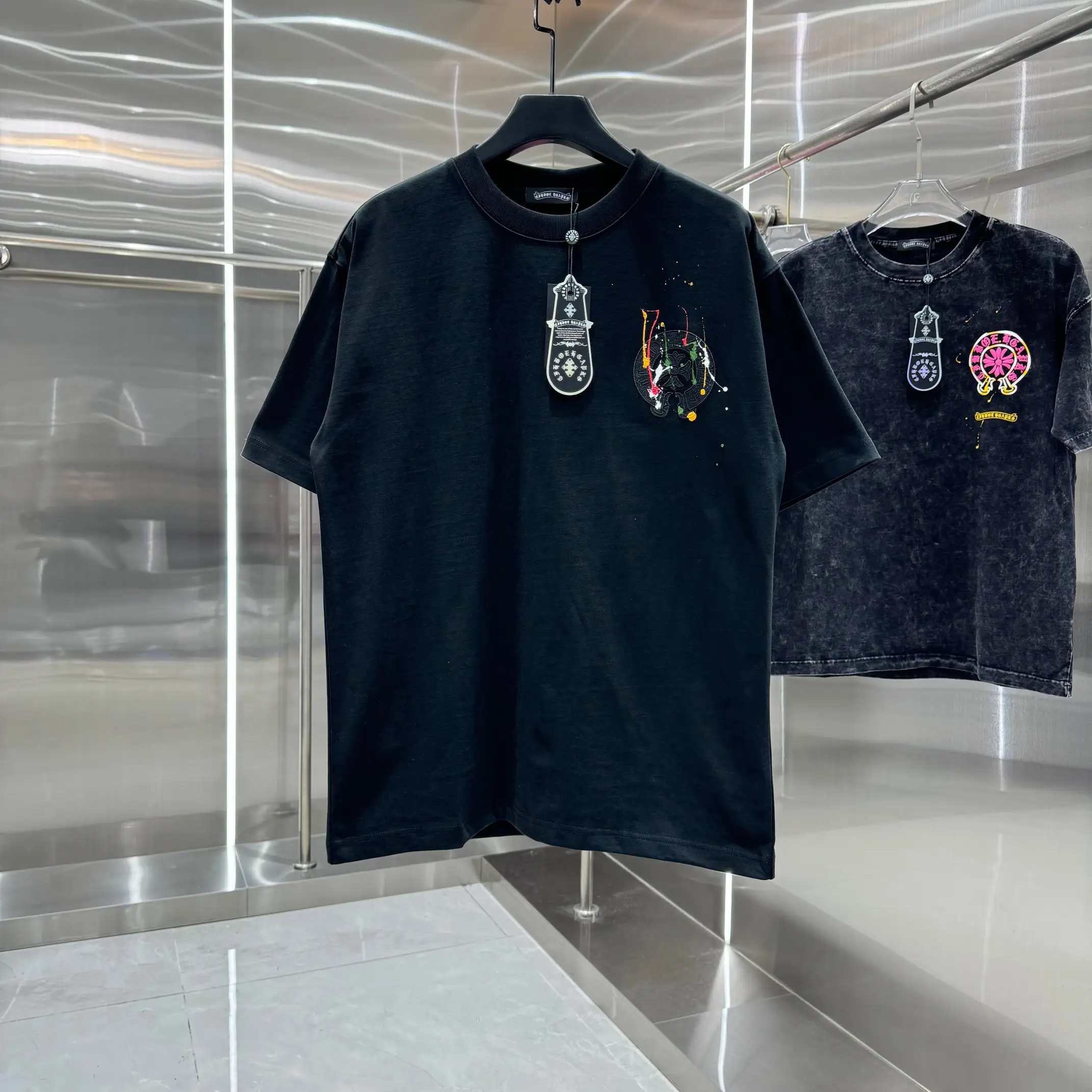 Paint-Splatter Logo Cotton T-Shirt D17514223