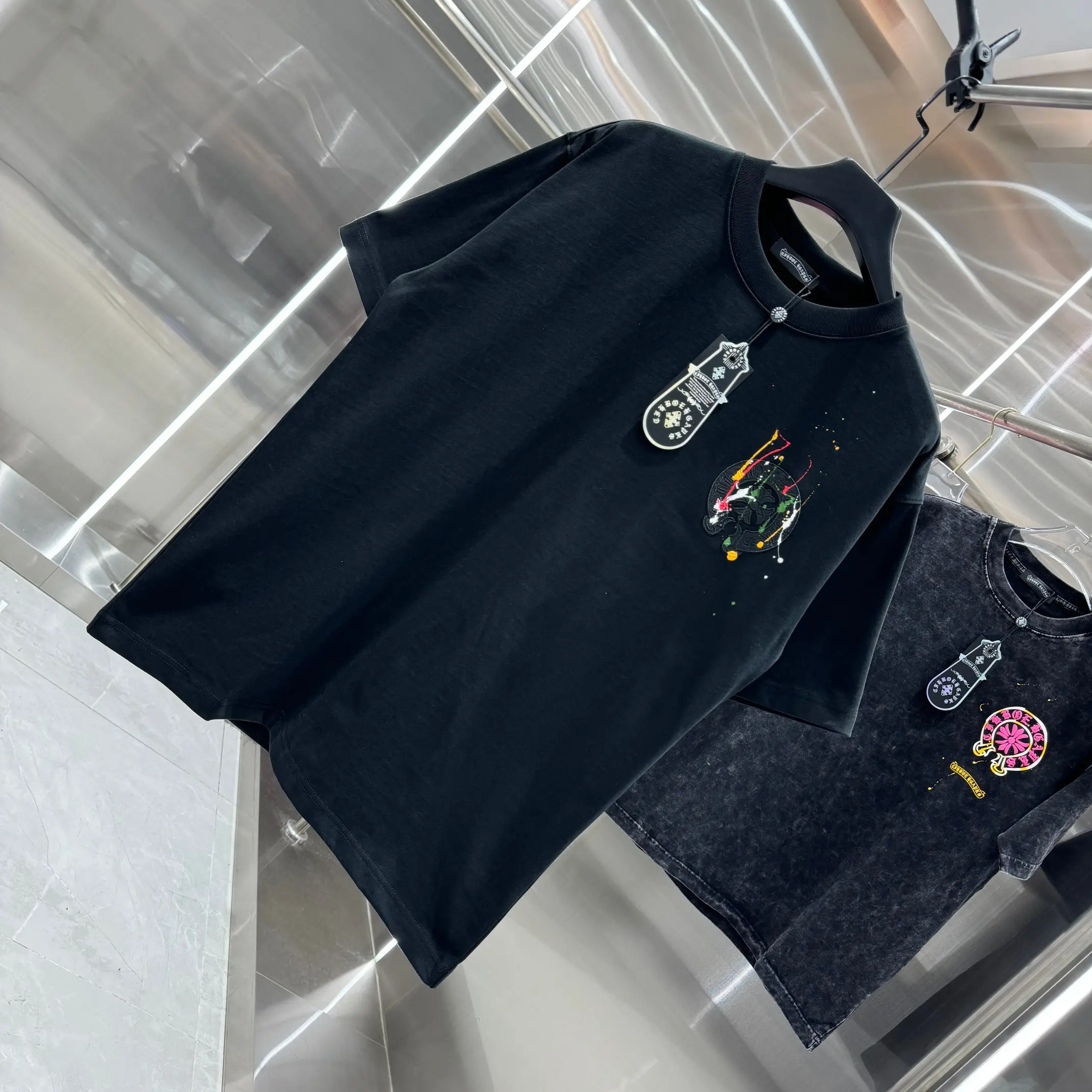 Paint-Splatter Logo Cotton T-Shirt D17514223 — view 3