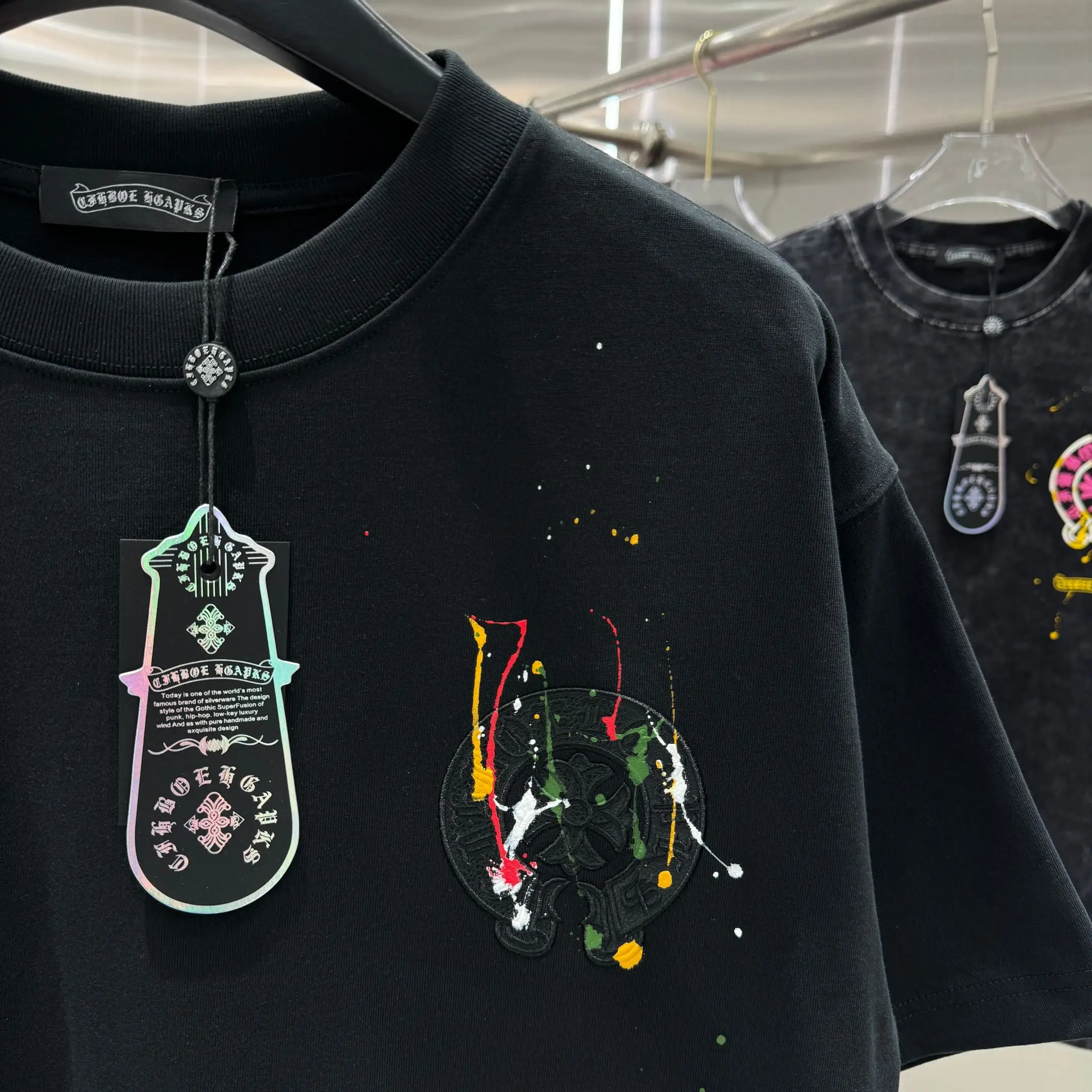 Paint-Splatter Logo Cotton T-Shirt D17514223 — view 7