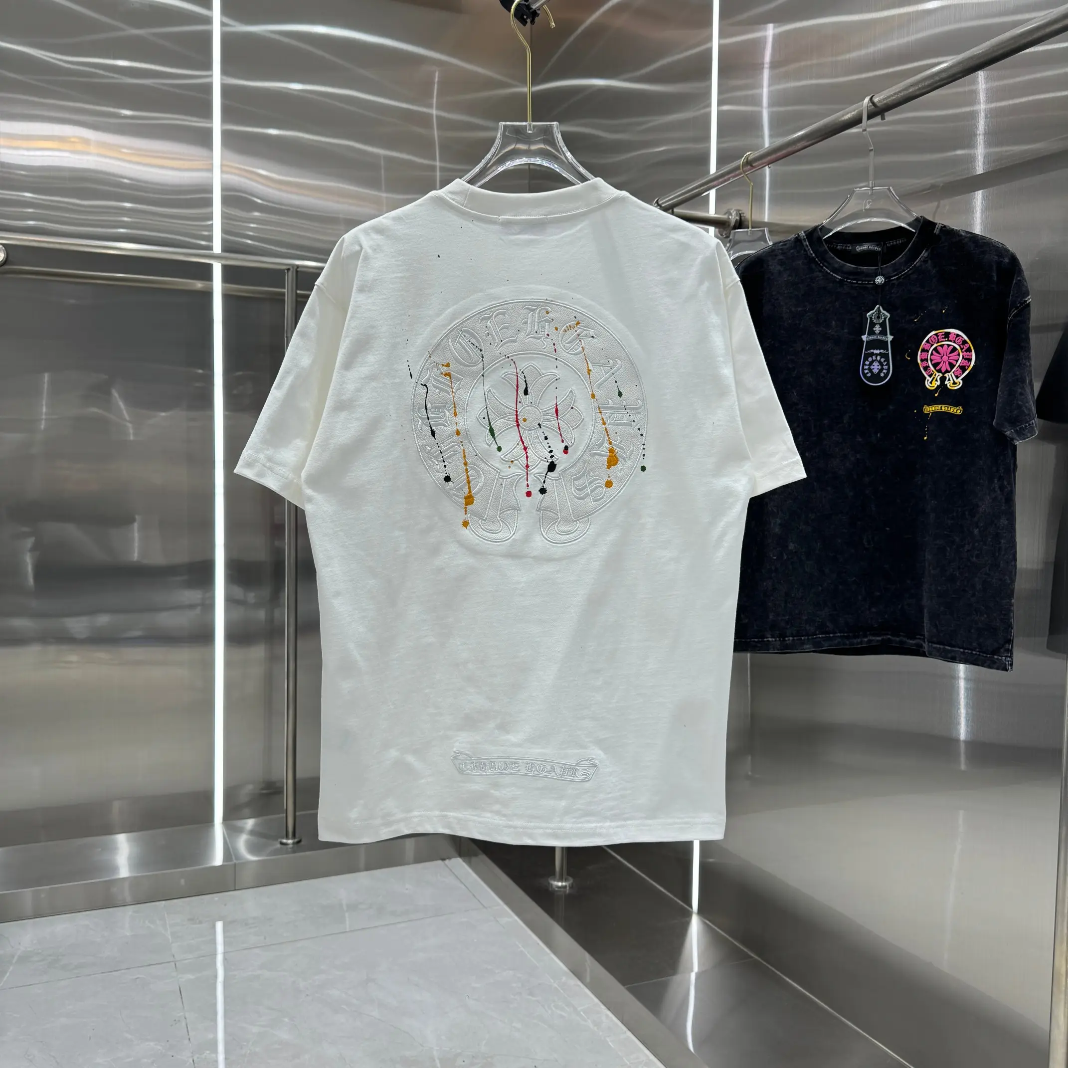 Embroidered Paint-Splatter Cotton T-Shirt D17514222 — view 2
