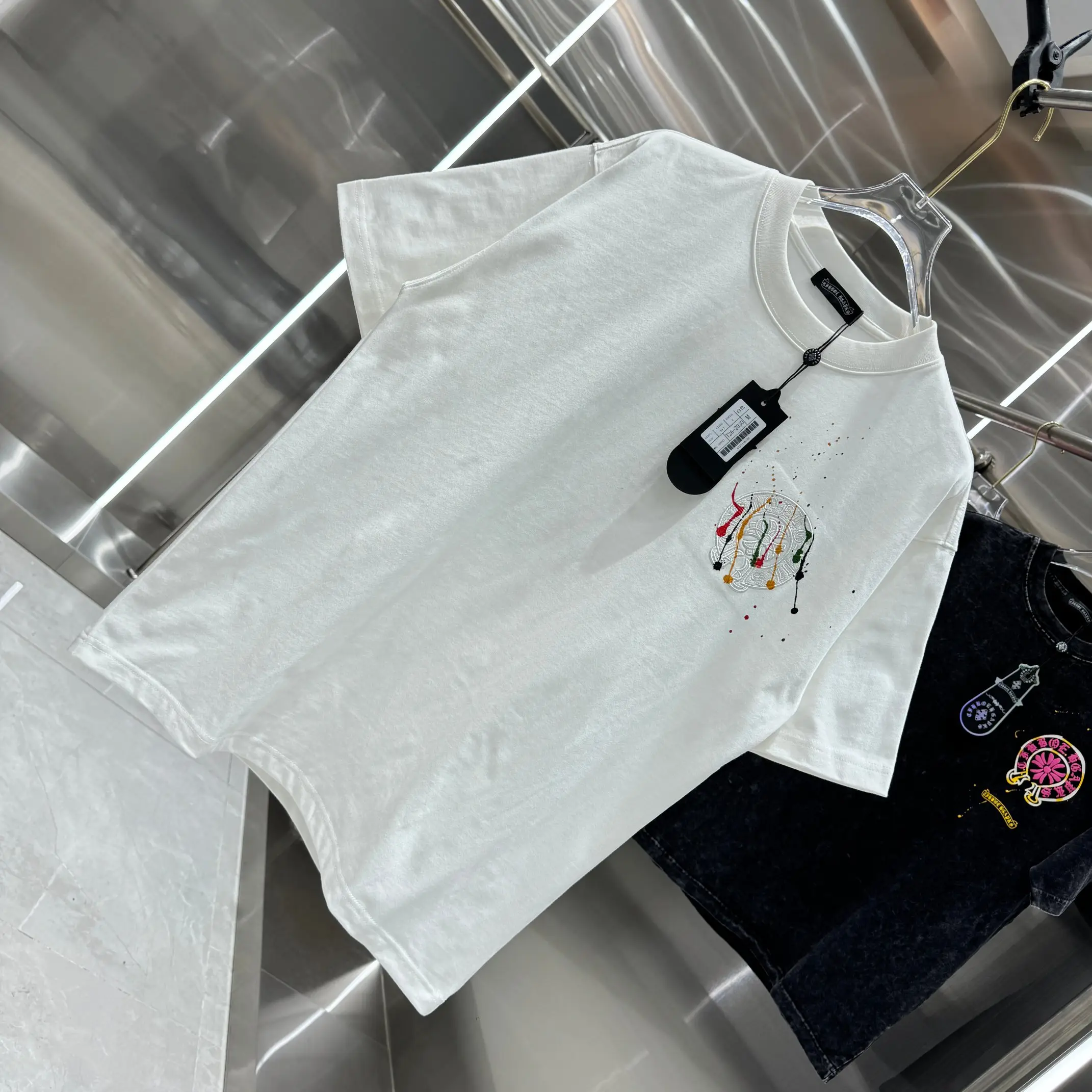Embroidered Paint-Splatter Cotton T-Shirt D17514222 — view 3