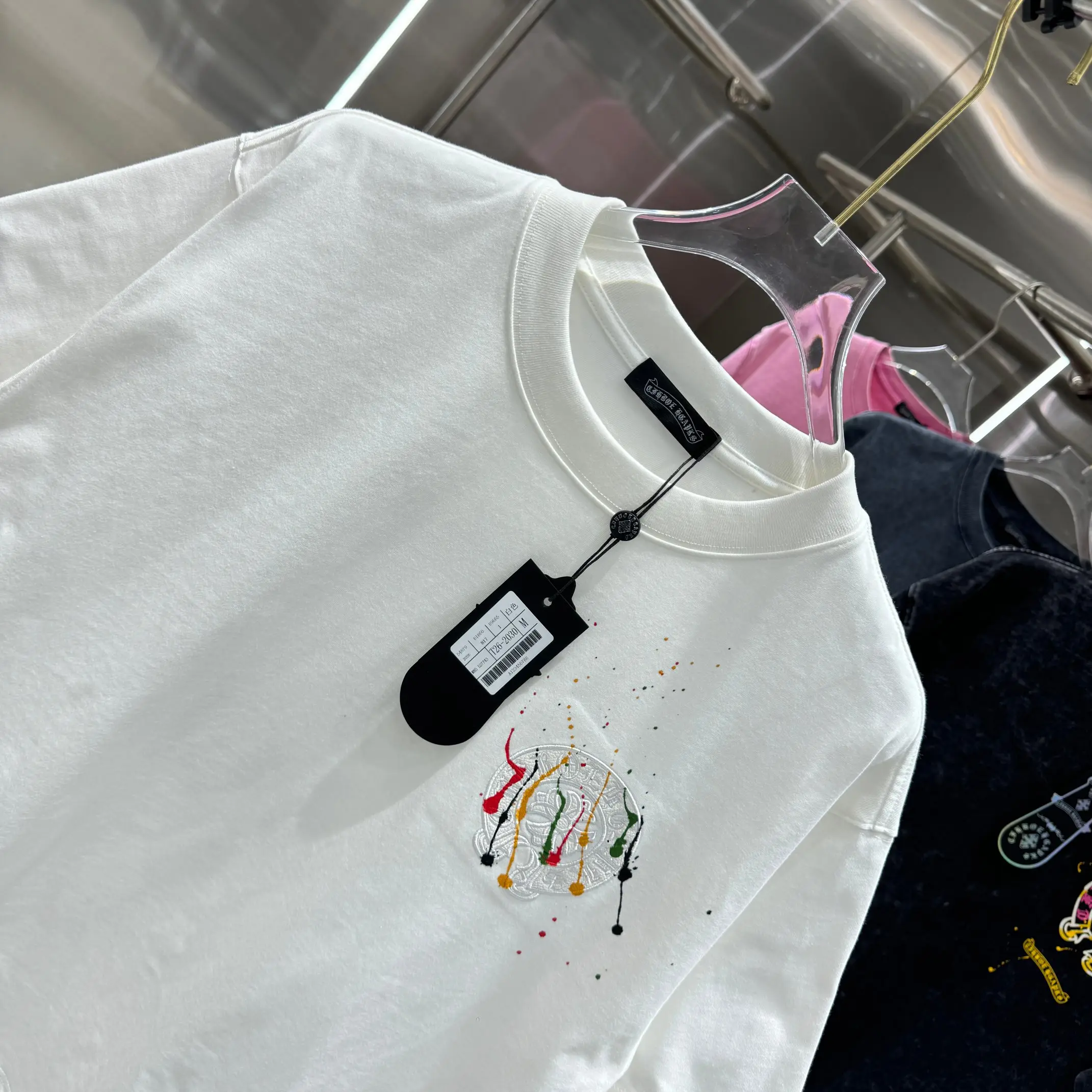 Embroidered Paint-Splatter Cotton T-Shirt D17514222 — view 4