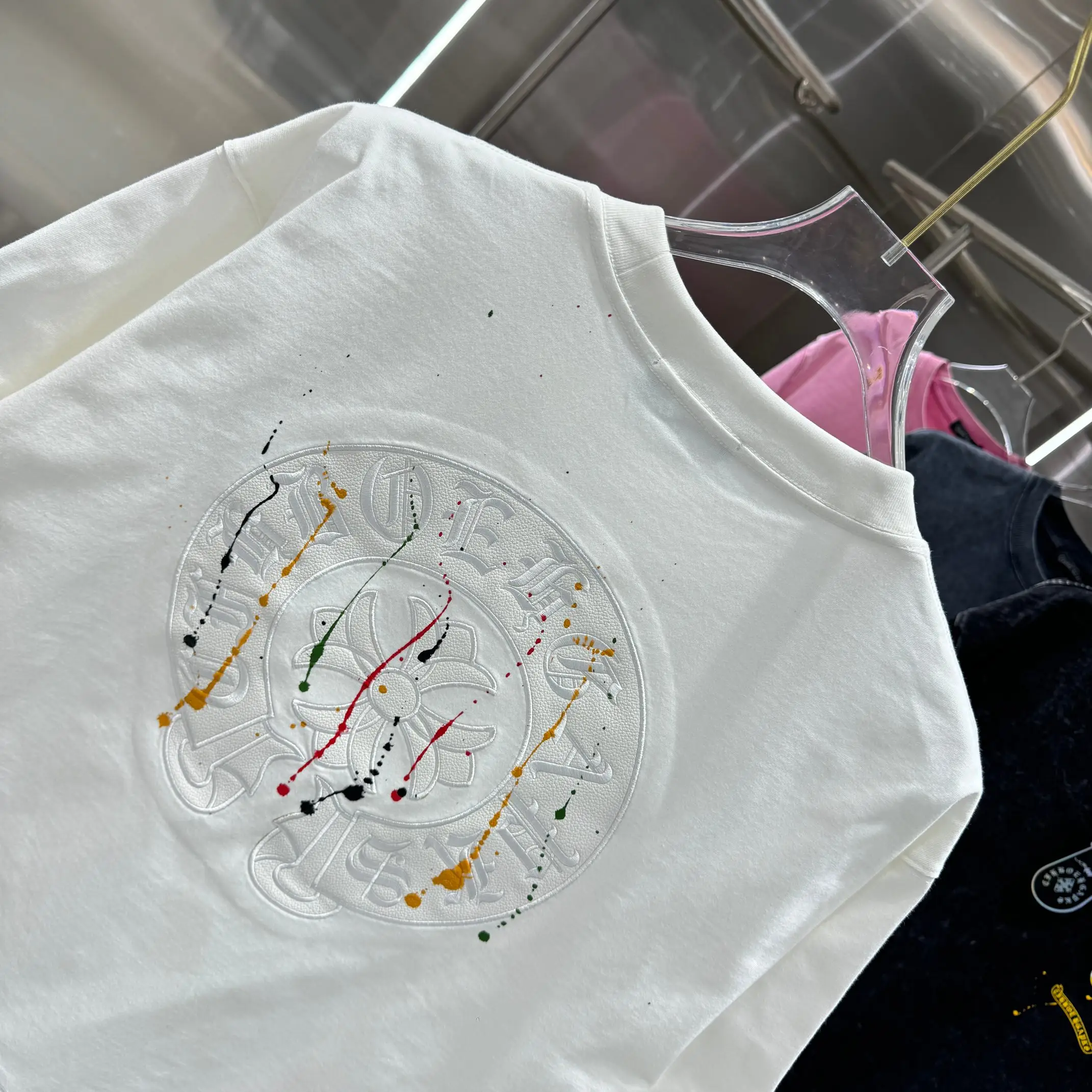 Embroidered Paint-Splatter Cotton T-Shirt D17514222 — view 5