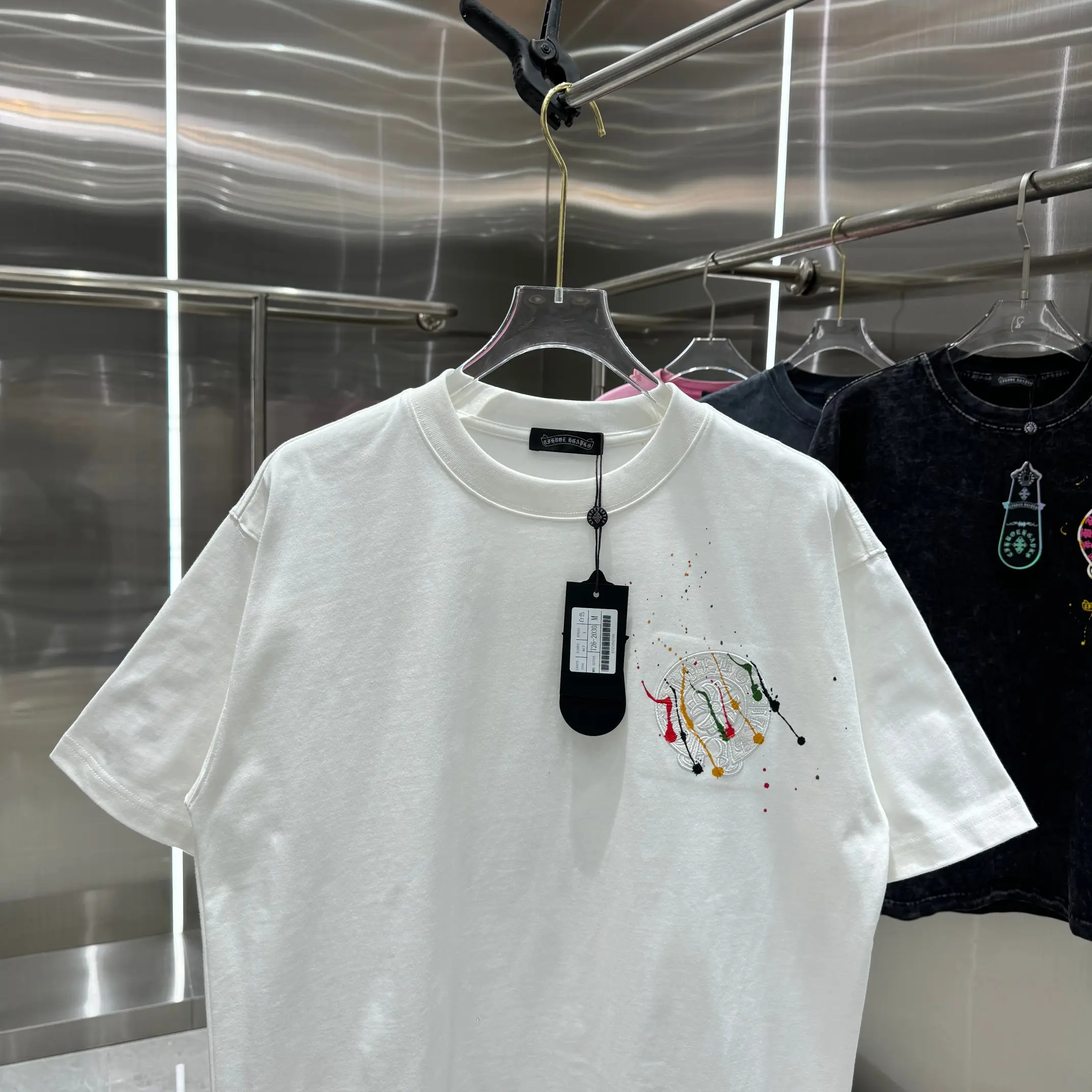 Embroidered Paint-Splatter Cotton T-Shirt D17514222 — view 6