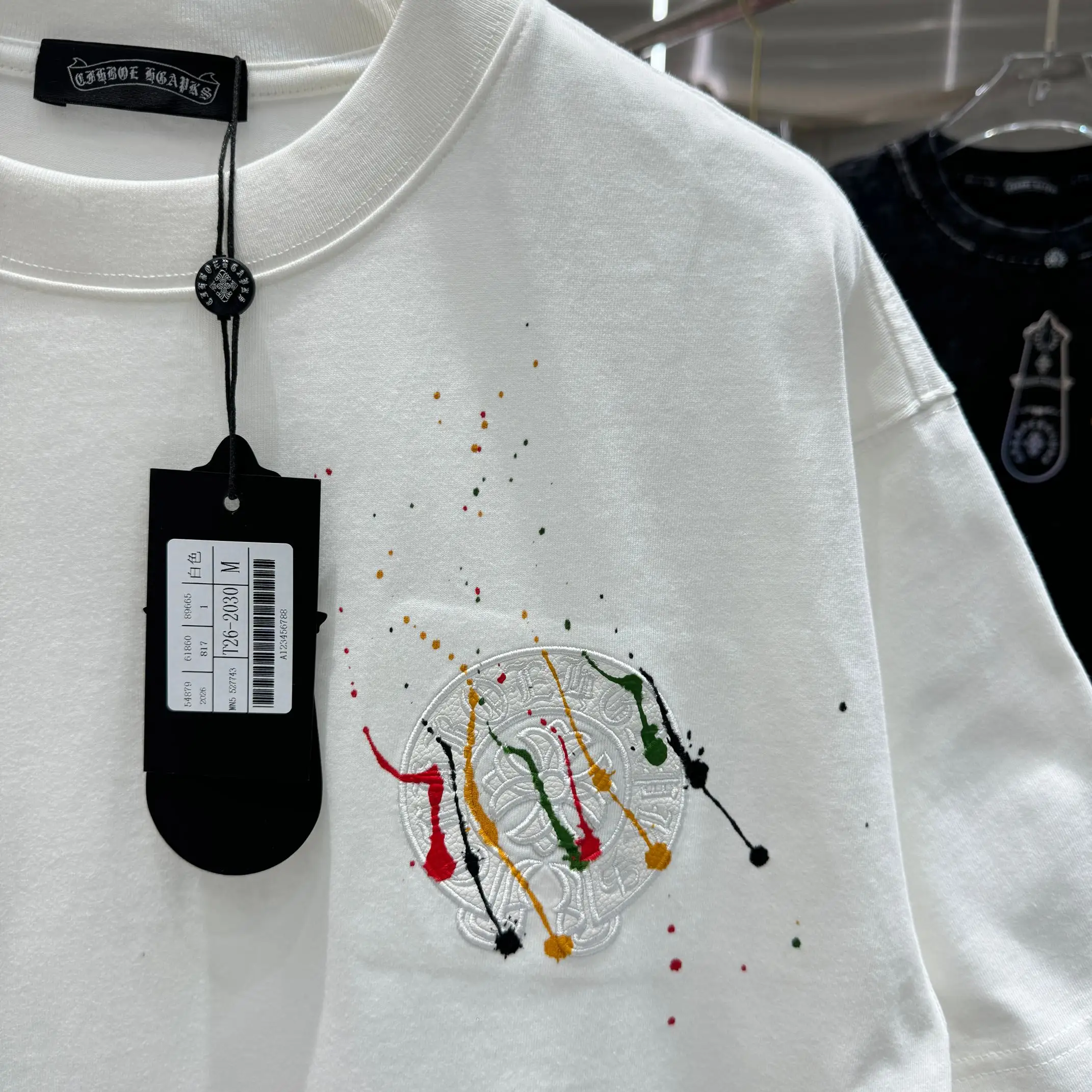 Embroidered Paint-Splatter Cotton T-Shirt D17514222 — view 7