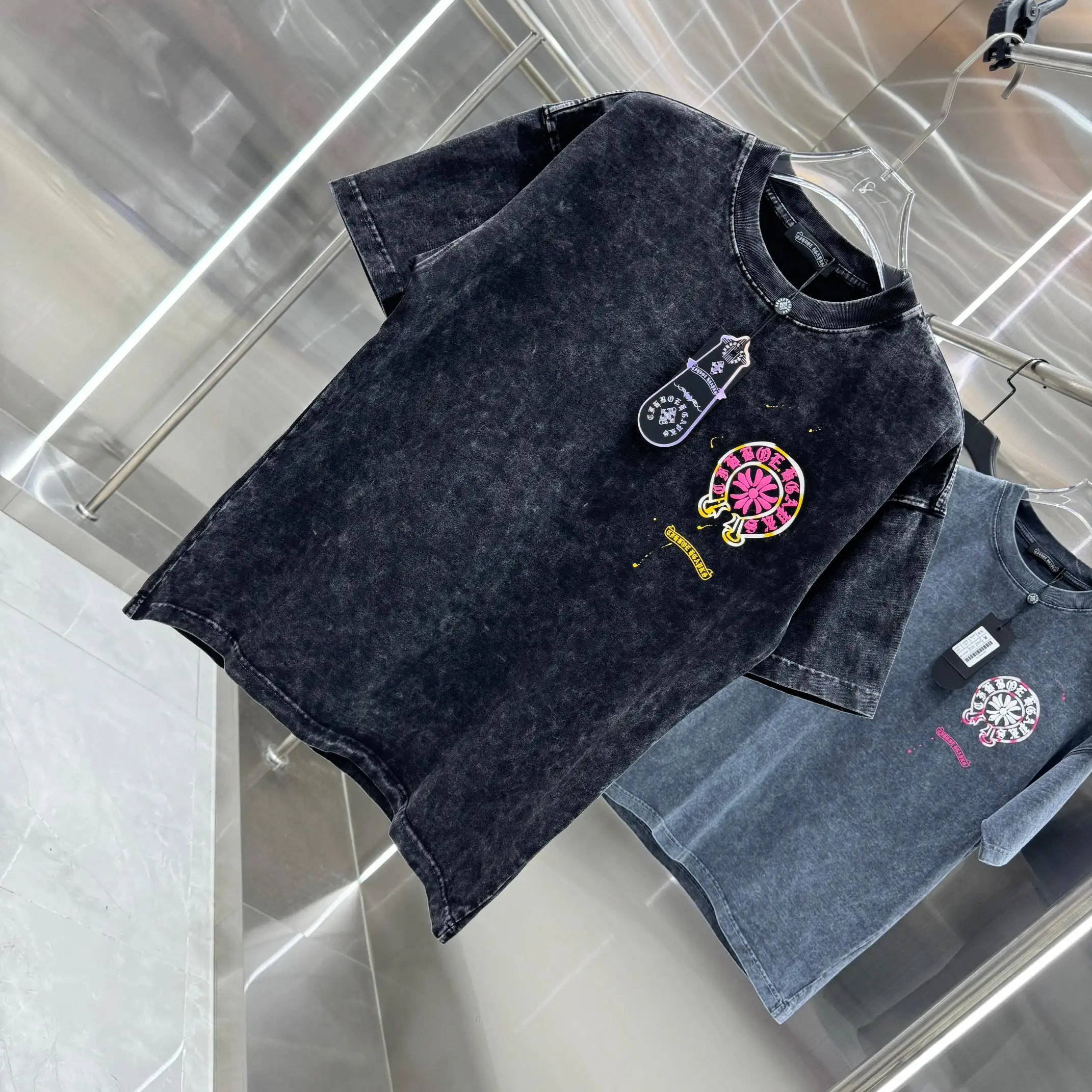 Acid-Wash Puff Print Logo T-Shirt D18014226 — view 3