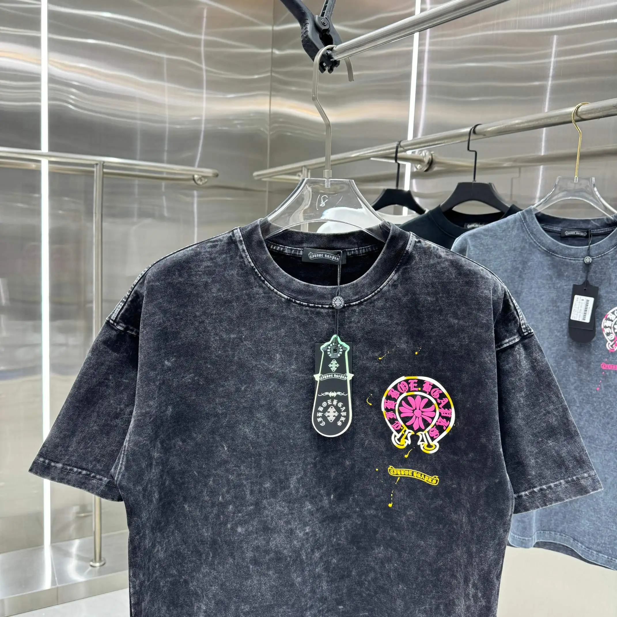 Acid-Wash Puff Print Logo T-Shirt D18014226 — view 6