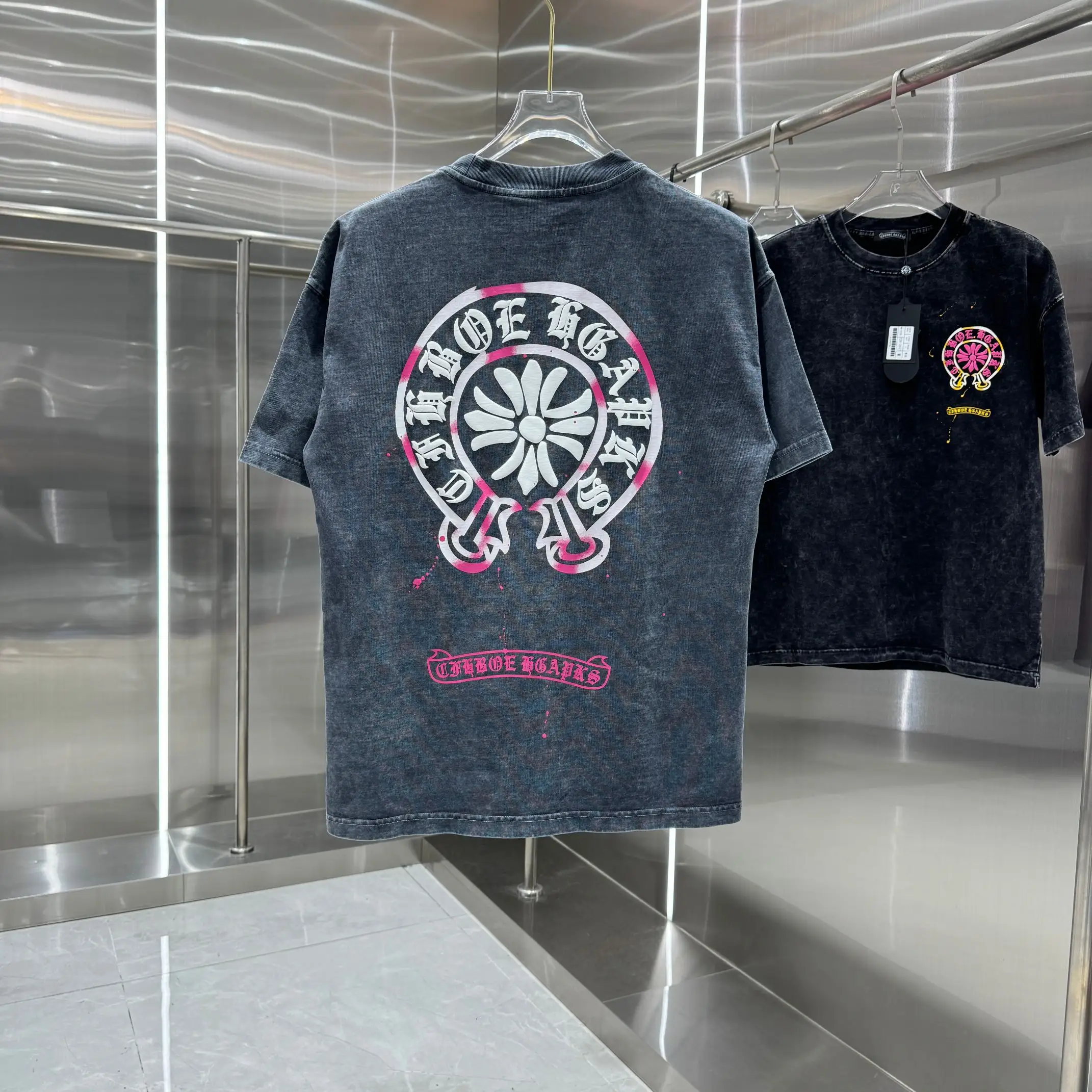 Acid-Wash Logo Print Cotton T-Shirt D18014228 — view 2