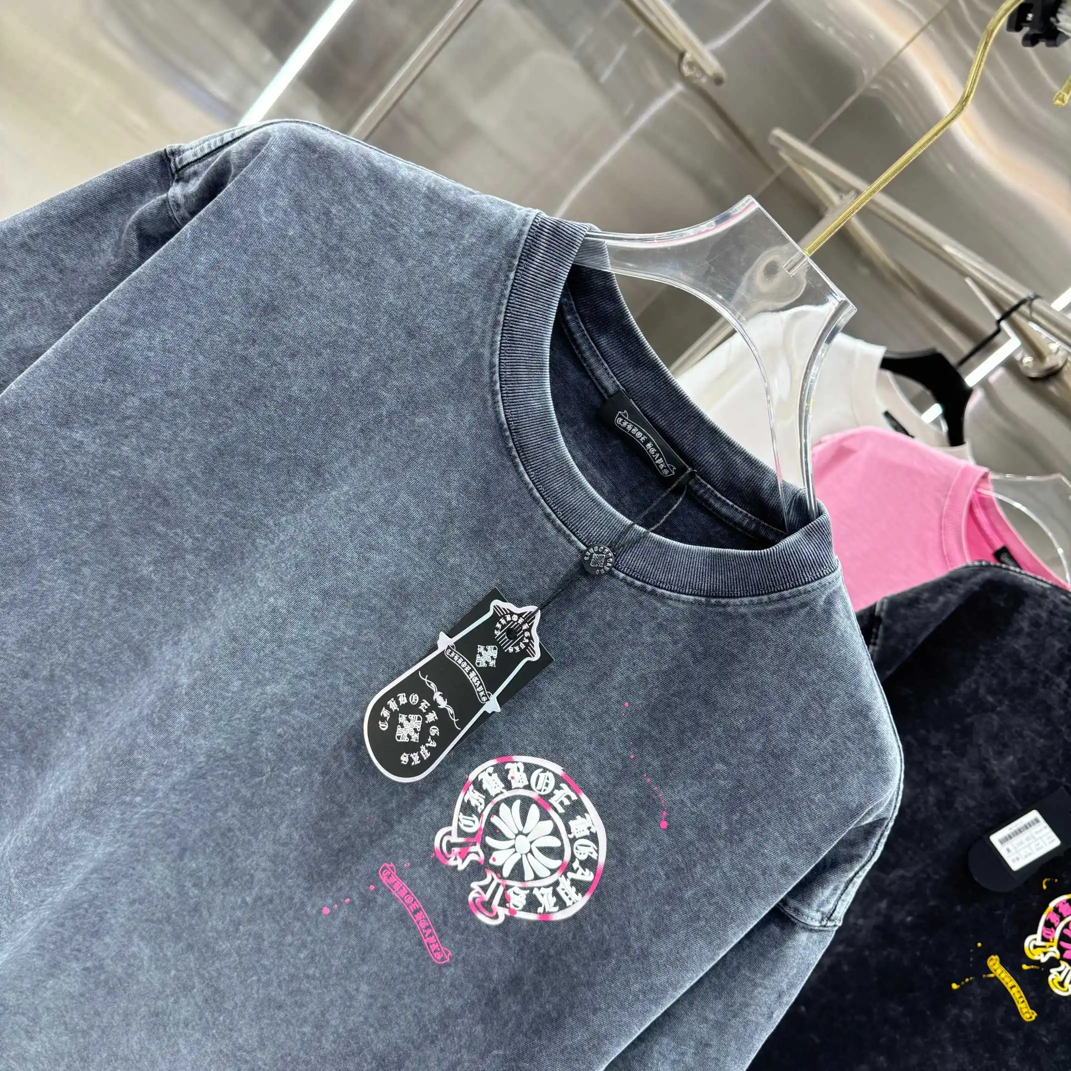 Acid-Wash Logo Print Cotton T-Shirt D18014228 — view 4