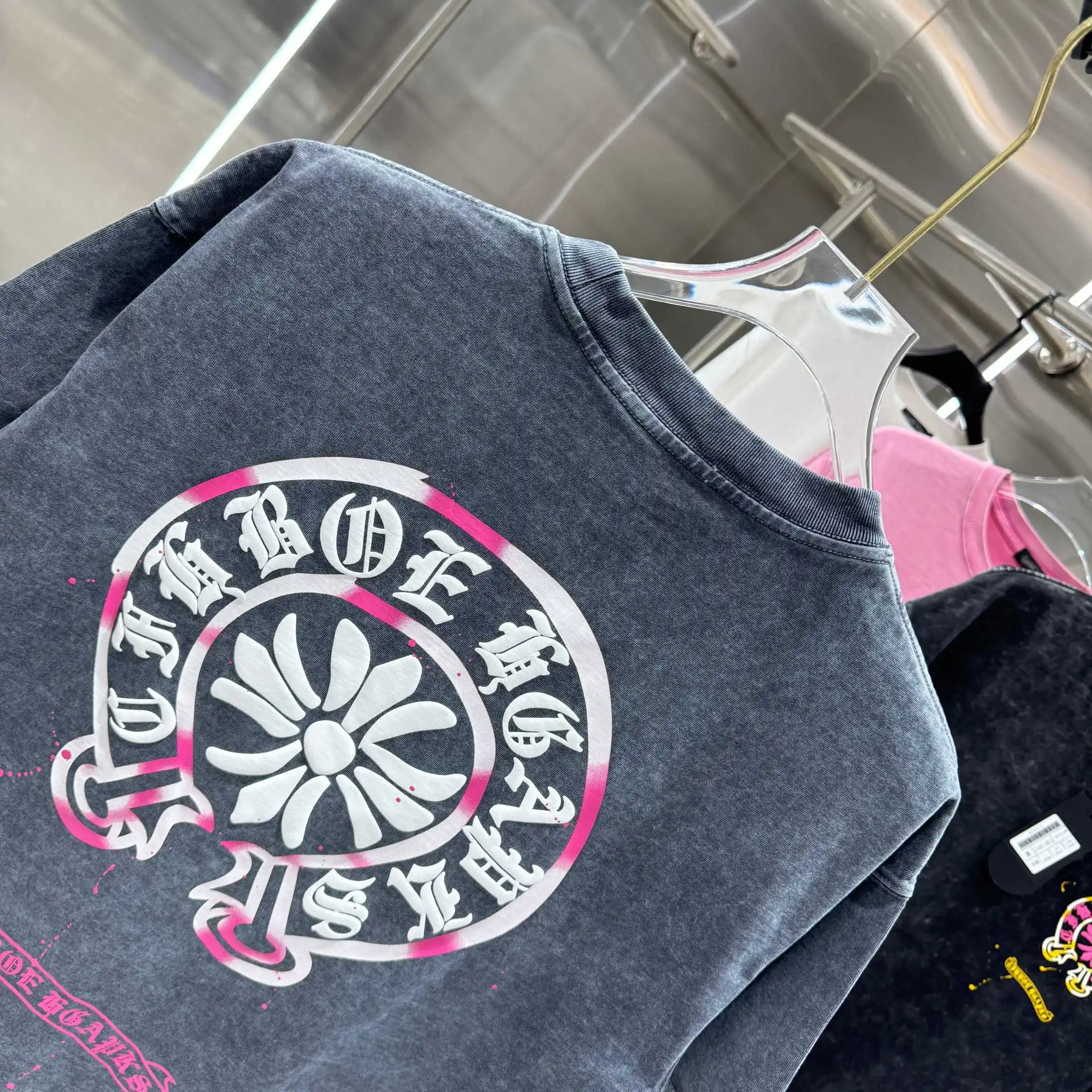 Acid-Wash Logo Print Cotton T-Shirt D18014228 — view 5