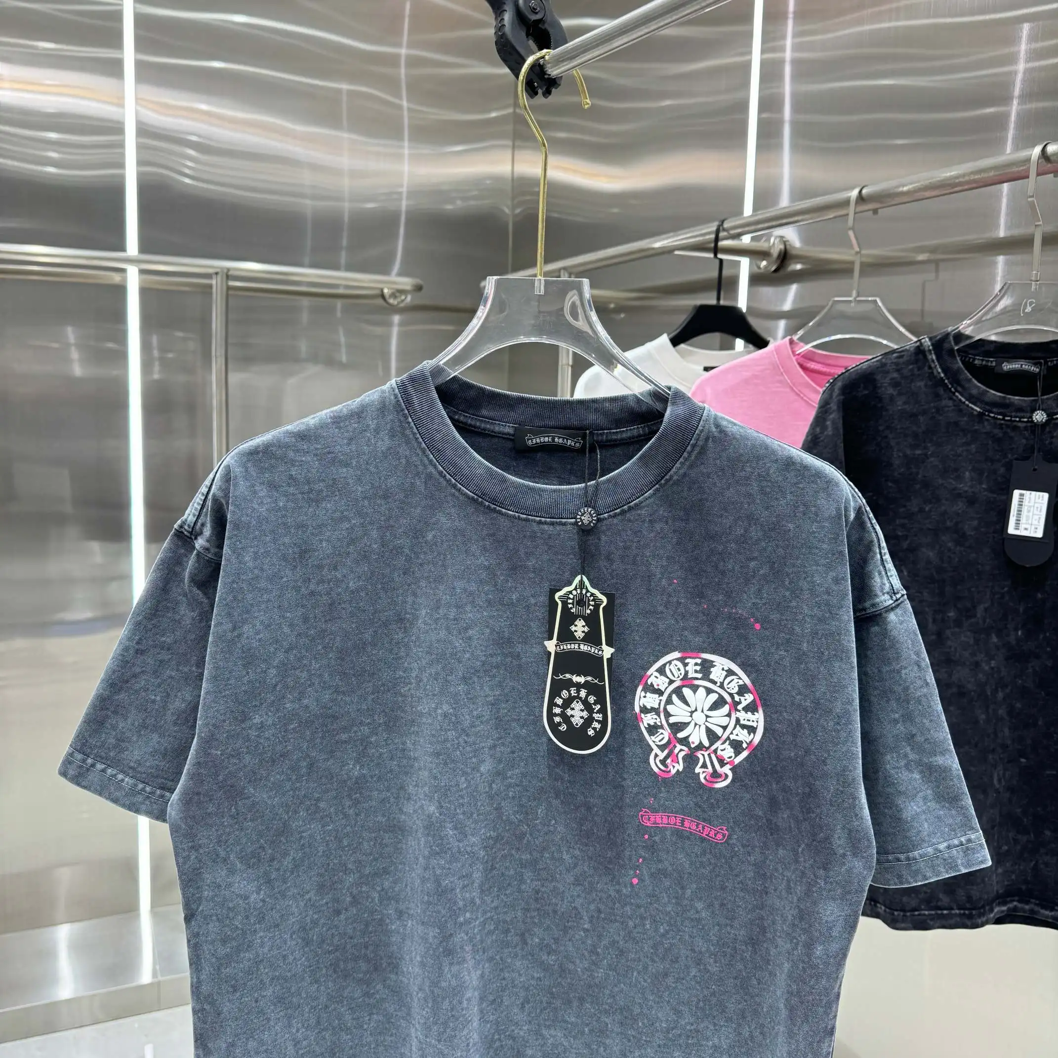 Acid-Wash Logo Print Cotton T-Shirt D18014228 — view 6