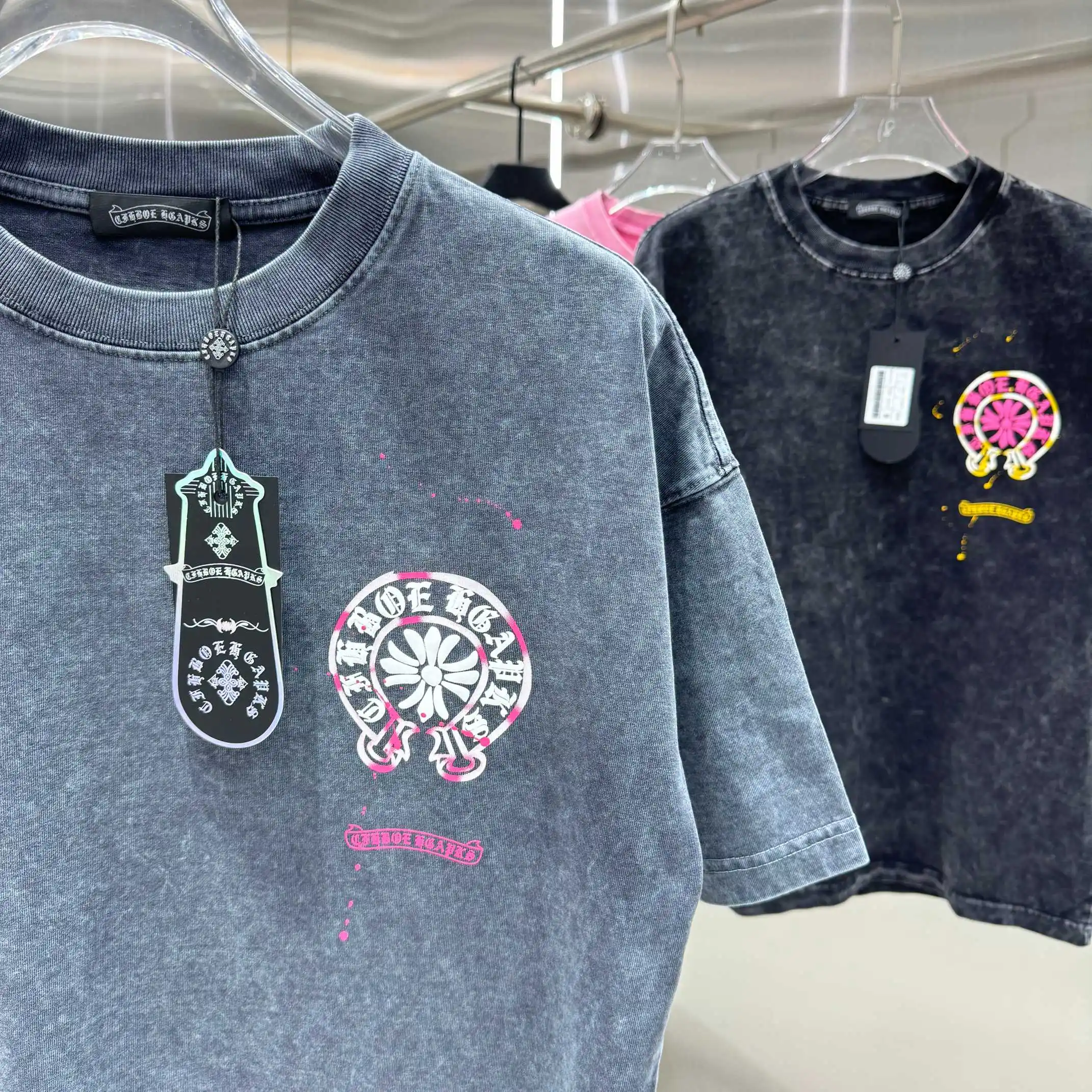 Acid-Wash Logo Print Cotton T-Shirt D18014228 — view 7