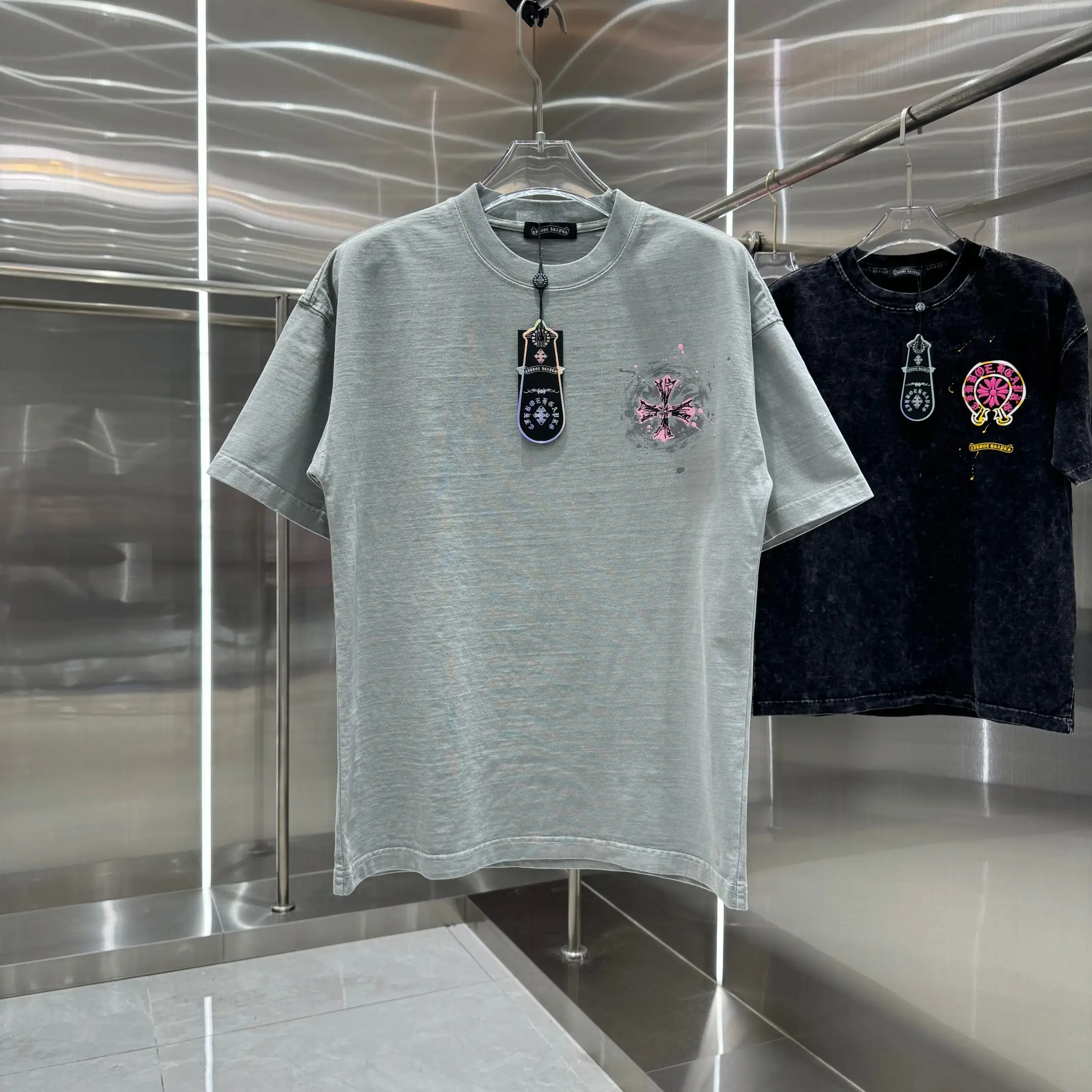 Logo Print Acid-Wash Cotton T-Shirt D18014320