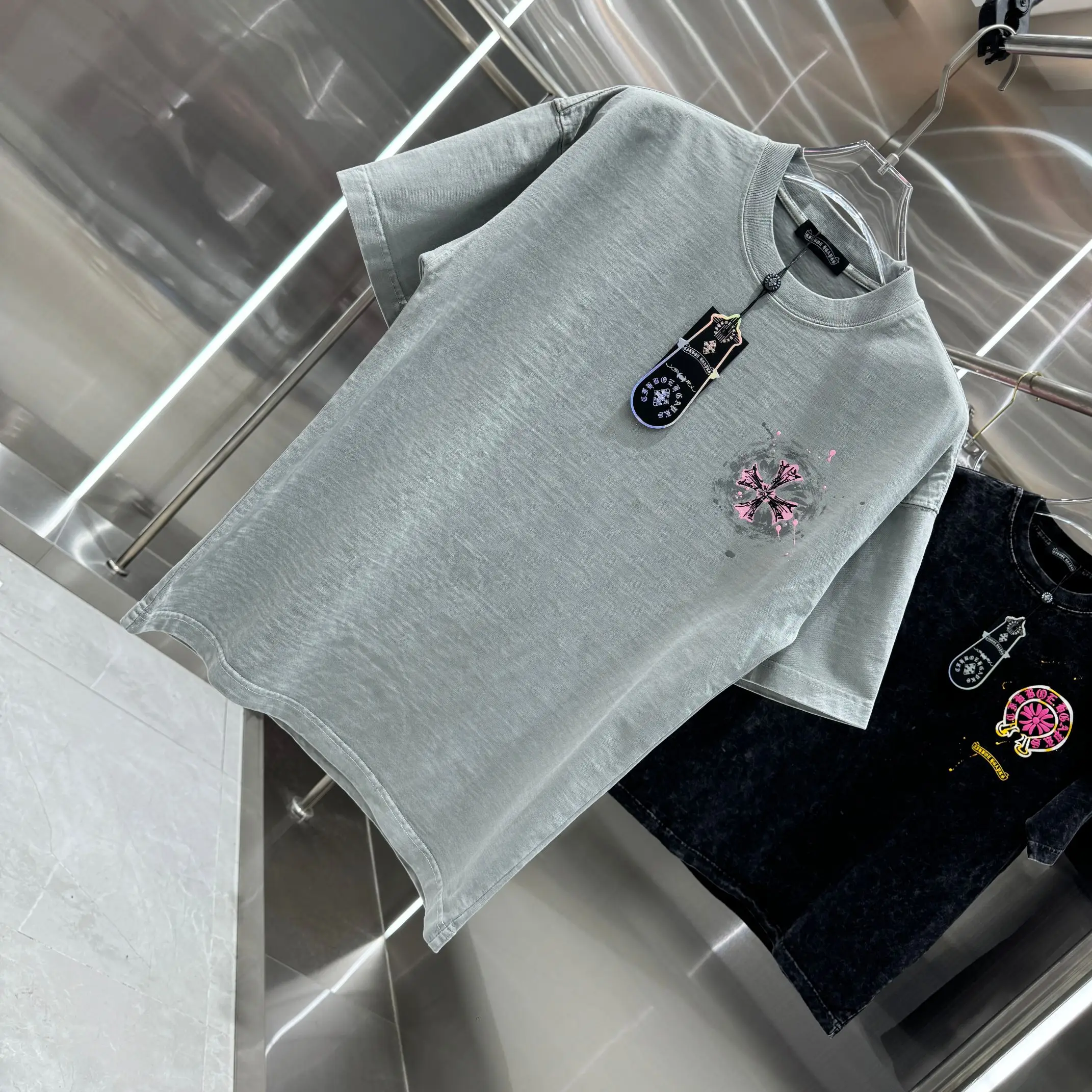 Logo Print Acid-Wash Cotton T-Shirt D18014320 — view 3