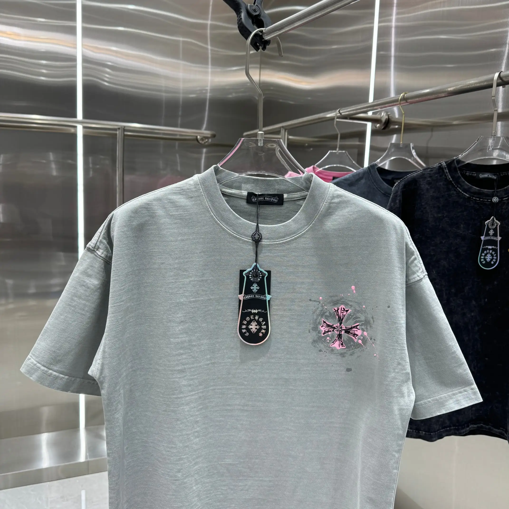 Logo Print Acid-Wash Cotton T-Shirt D18014320 — view 6