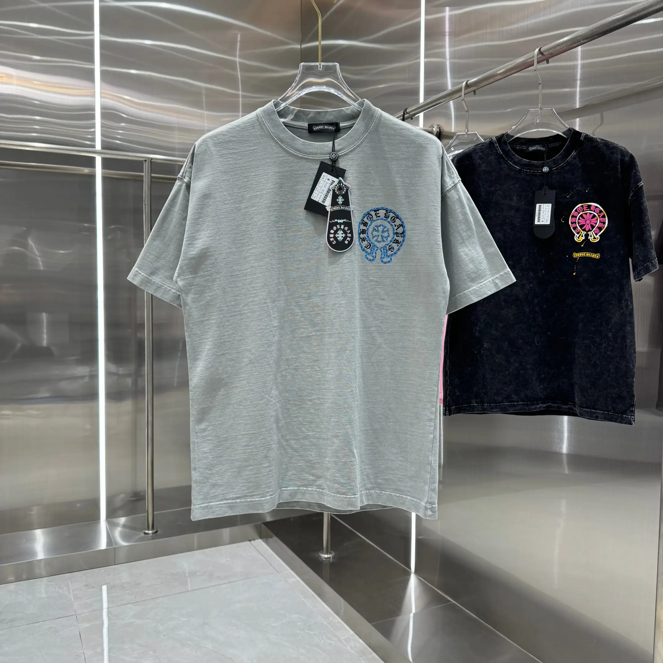 Logo Print Acid-Wash Cotton T-Shirt D18014231