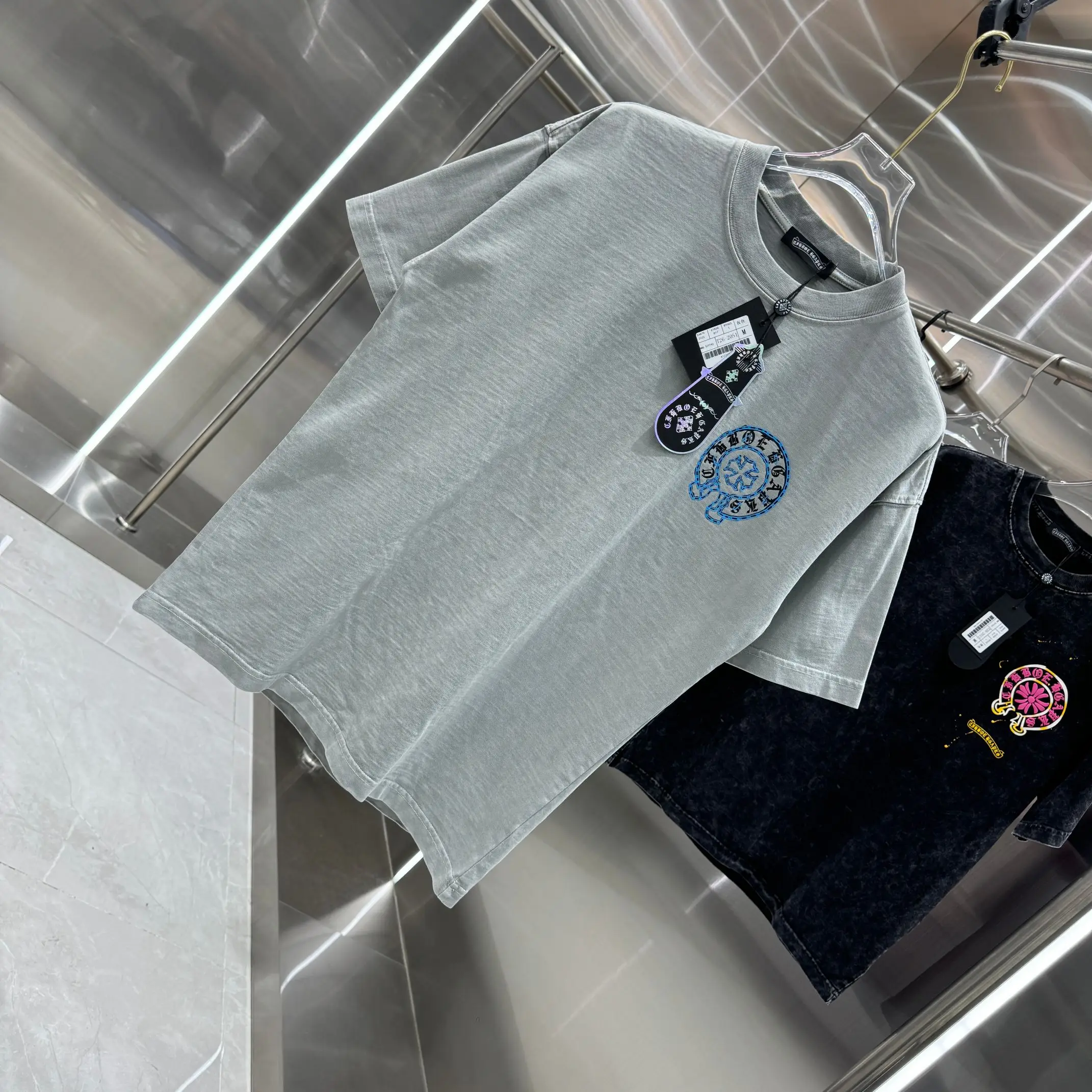 Logo Print Acid-Wash Cotton T-Shirt D18014231 — view 3