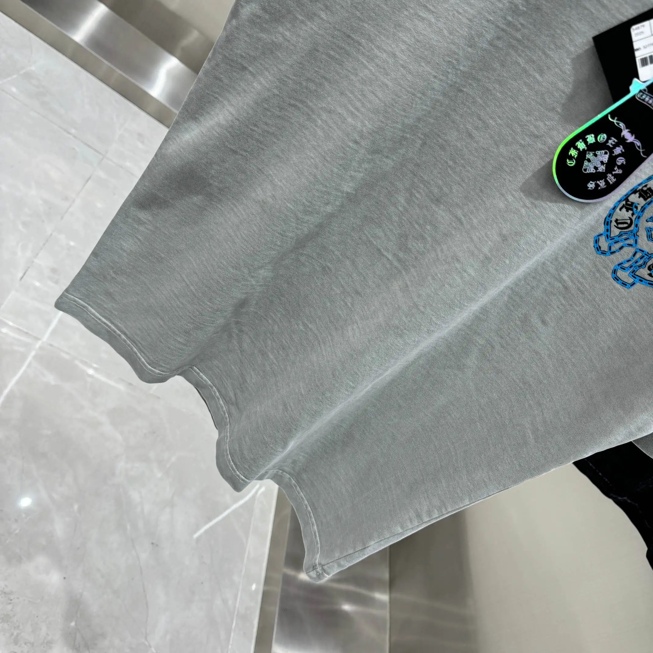 Logo Print Acid-Wash Cotton T-Shirt D18014231 — view 9