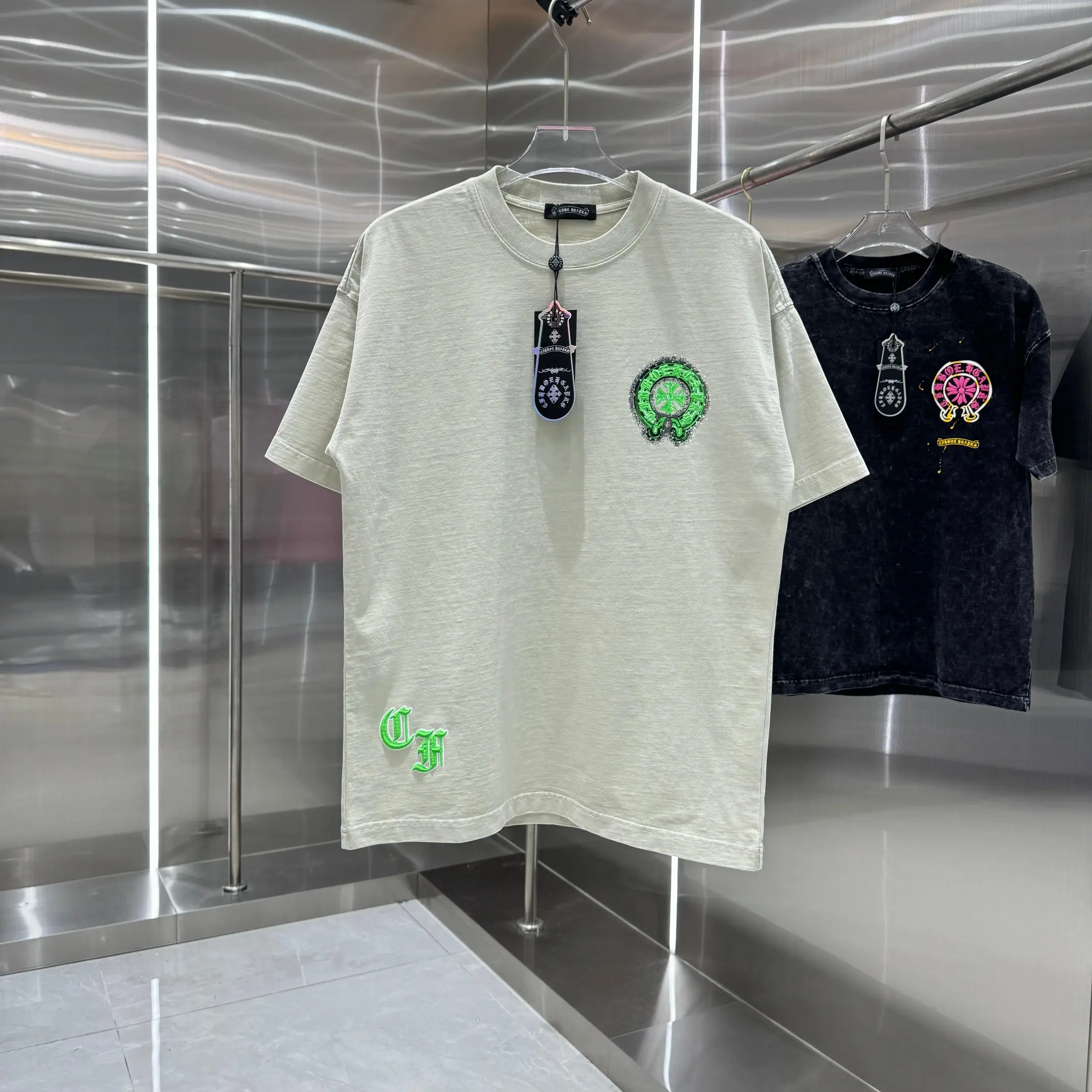 Chrome Hearts Puff Print Acid Wash T-Shirt D18014217