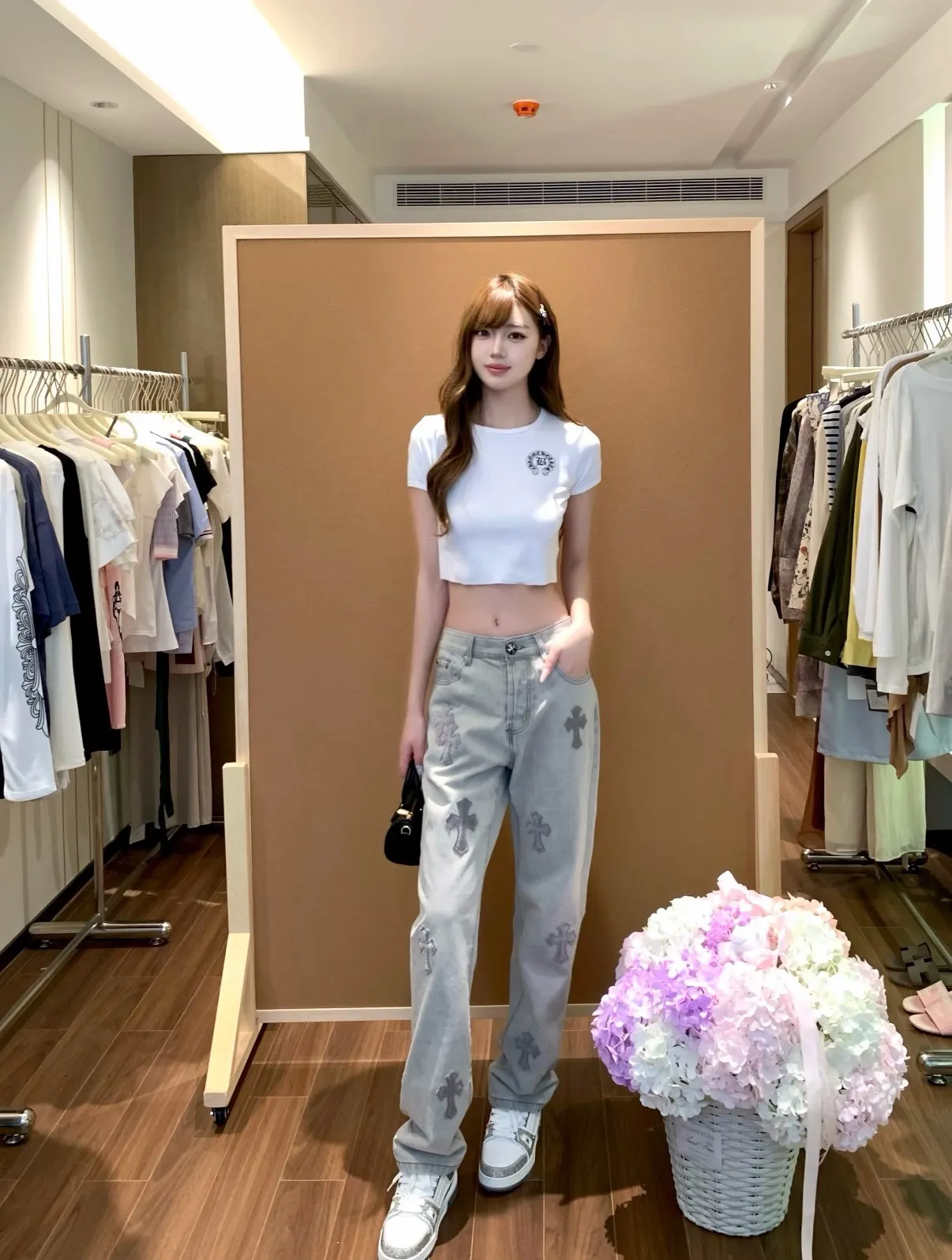Cross Patch Embroidered Straight-Leg Jeans D18019609 — view 19